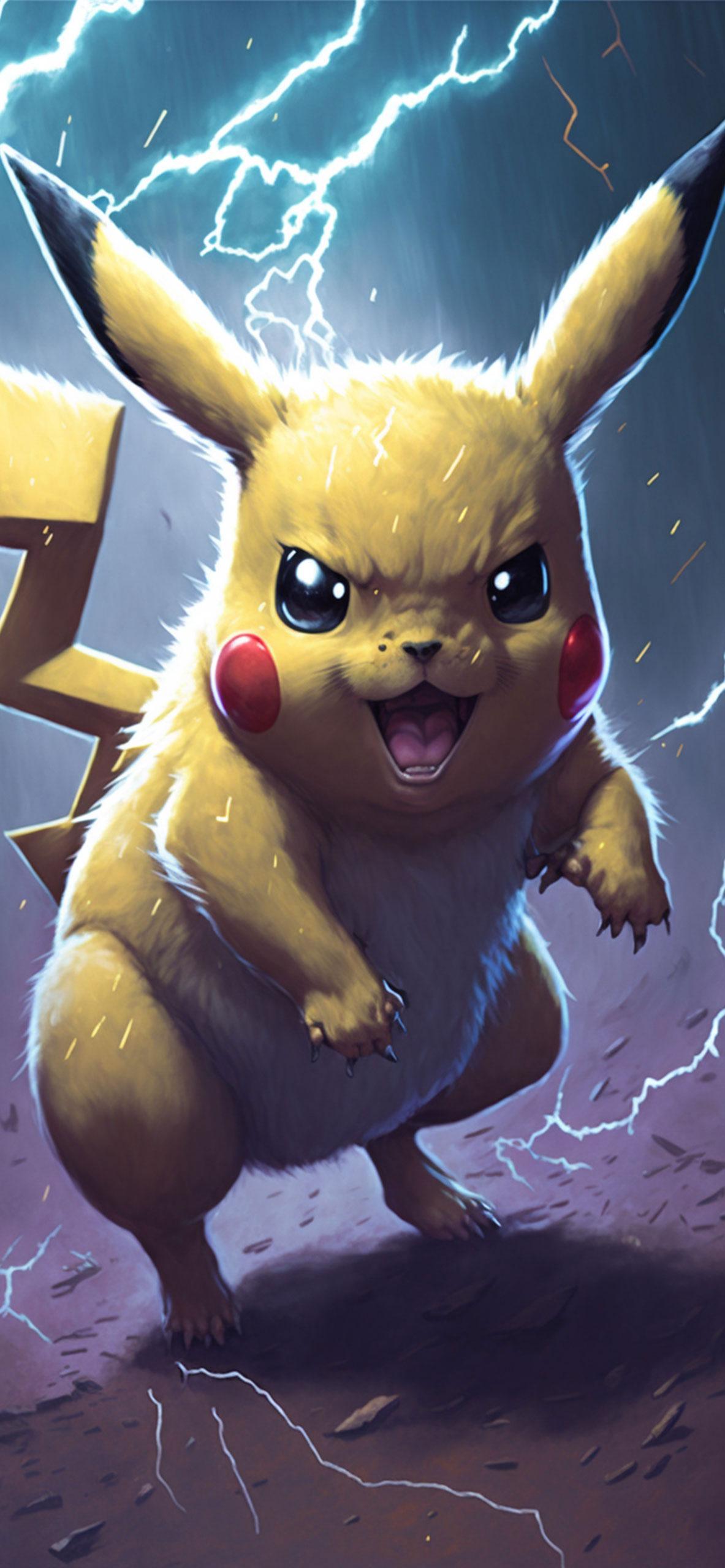 1183x2560 Pokémon Pikachu & Lightning Wallpaper Wallpaper 4k