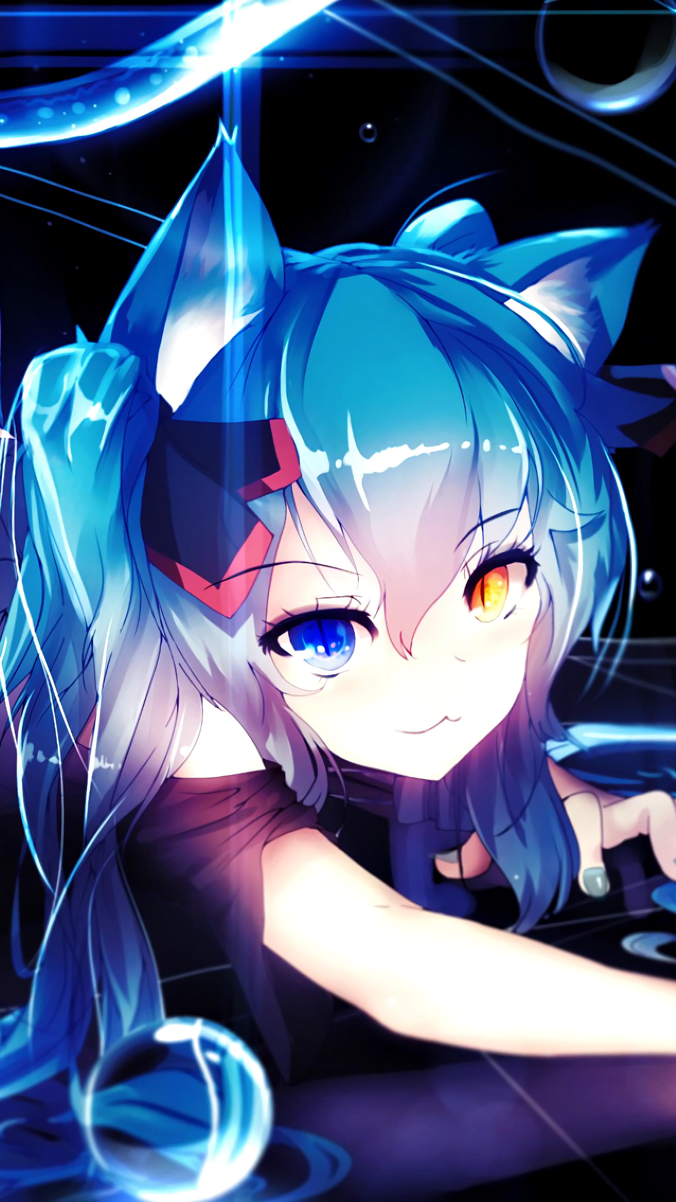 2160x3840 Anime, Neko Girl, Heterochromia, 4k Gallery HD Wallpaper