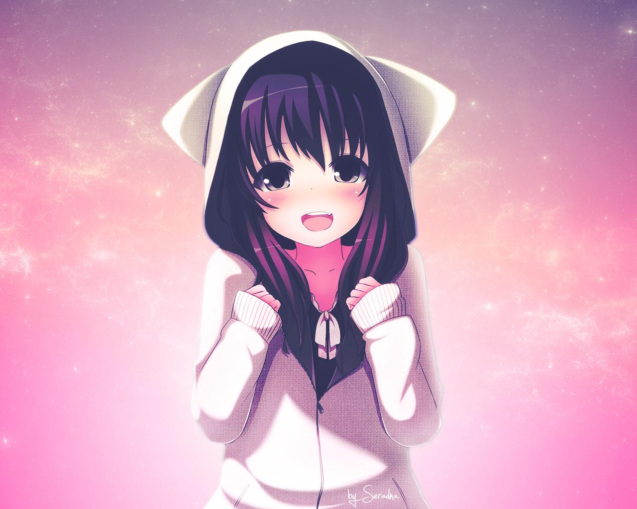 1280x1024 Download Kawai Pink Anime Girl, Kawaii, Pink, Anime, Young woman Wallpaper in 1280x1024 Resolution