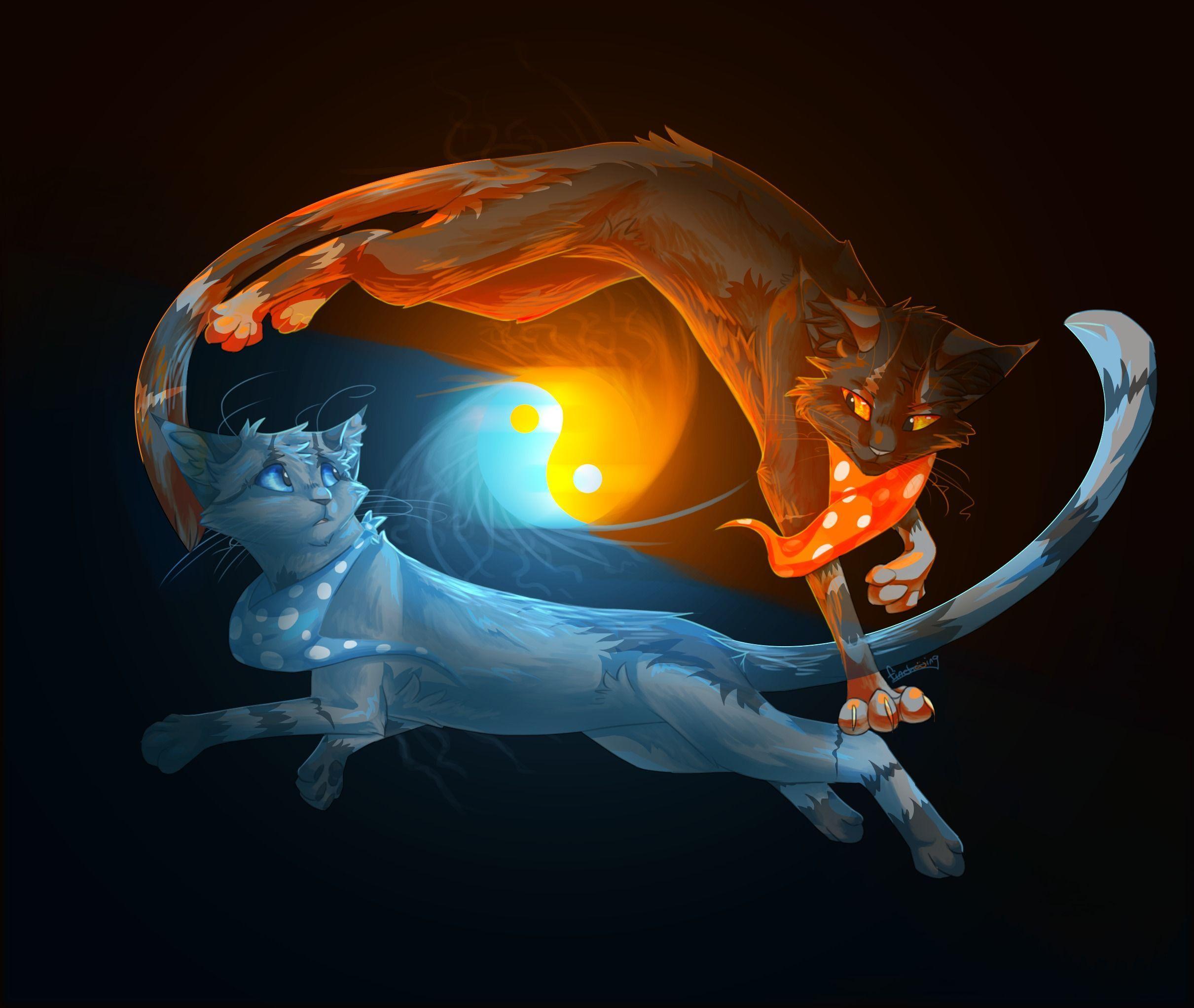 2421x2045 Fire And Water Wolf Wallpaper
