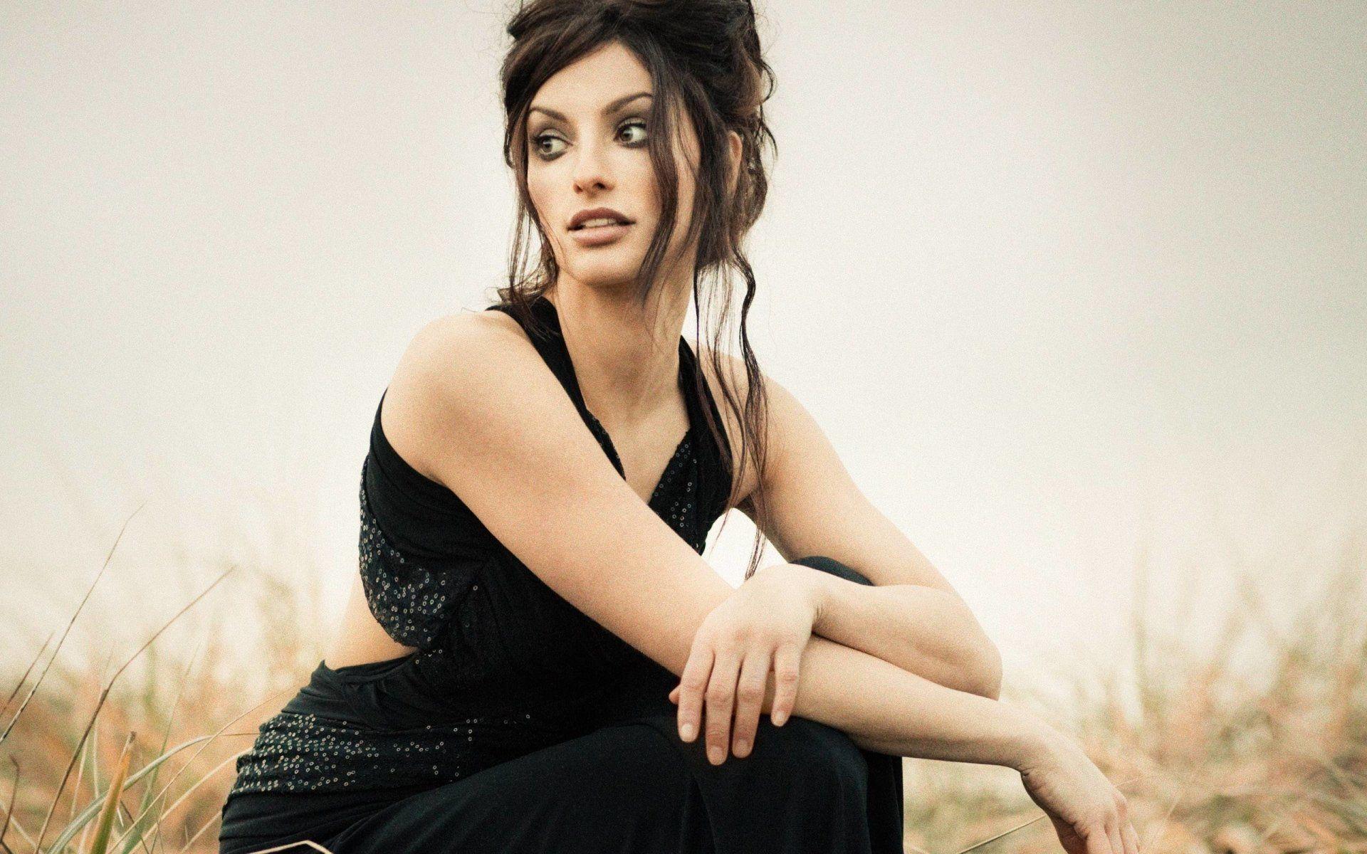 1920x1200 Women Erica Cerra Actresses Canada Actress Brunette Black Dress Wallpaper. Actress fanning, Up hairstyles, Women