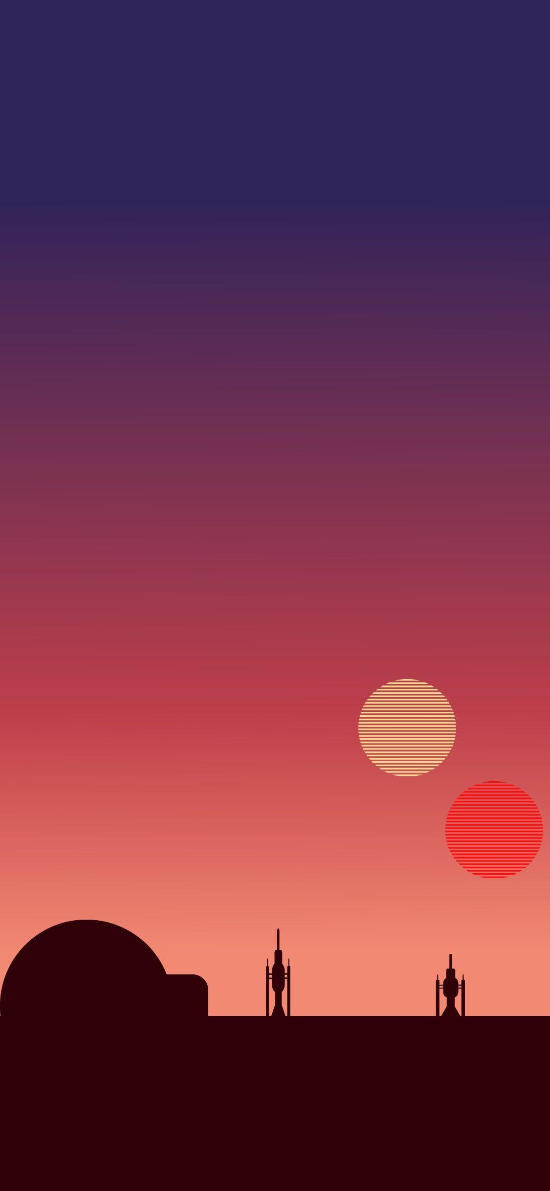 1125x2436 Minimalist Binary Sunset Wallpaper [1125 x 2436] I made last night