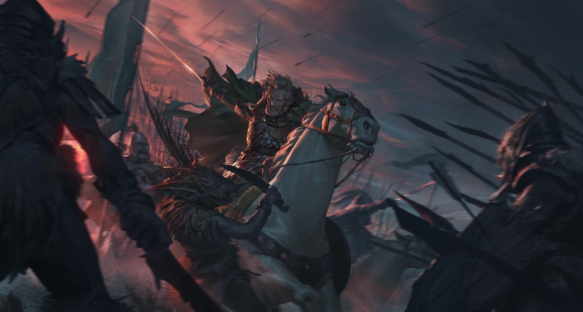 1920x1028 battle, riders of rohan, warrior, fantasy art Gallery HD Wallpaper