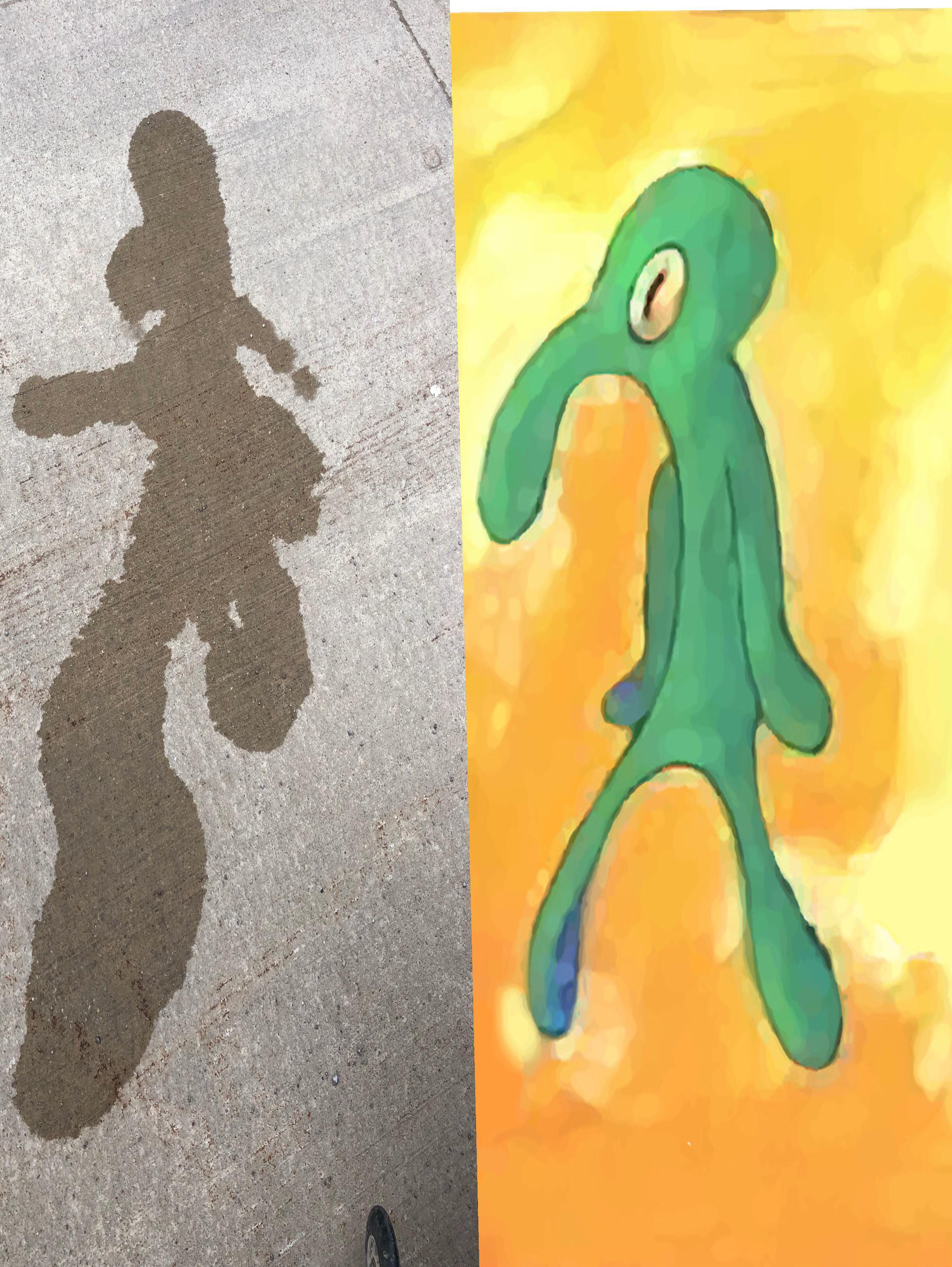 2400x3195 This puddle looks somewhat like the squidward painting from spongebob