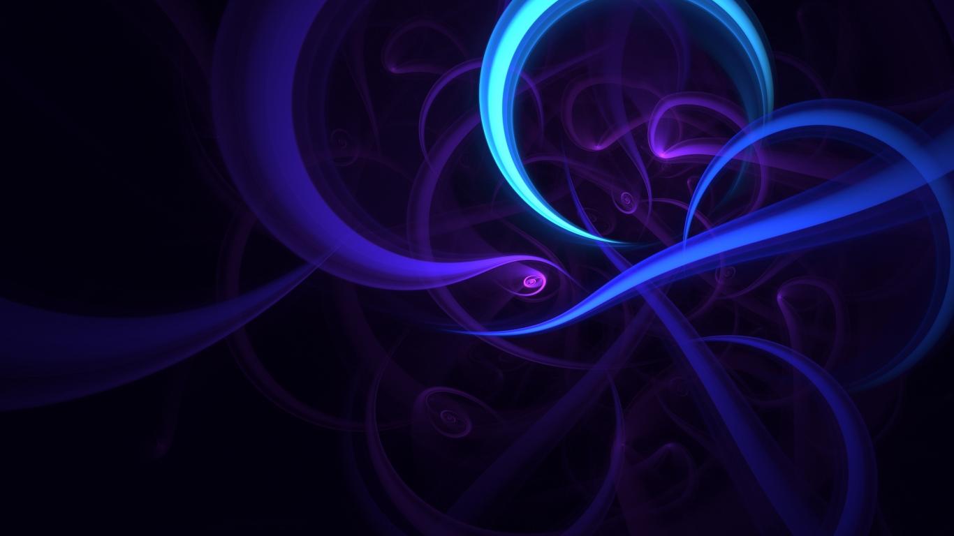 1366x768 Purple glow fractal dark wallpaper background