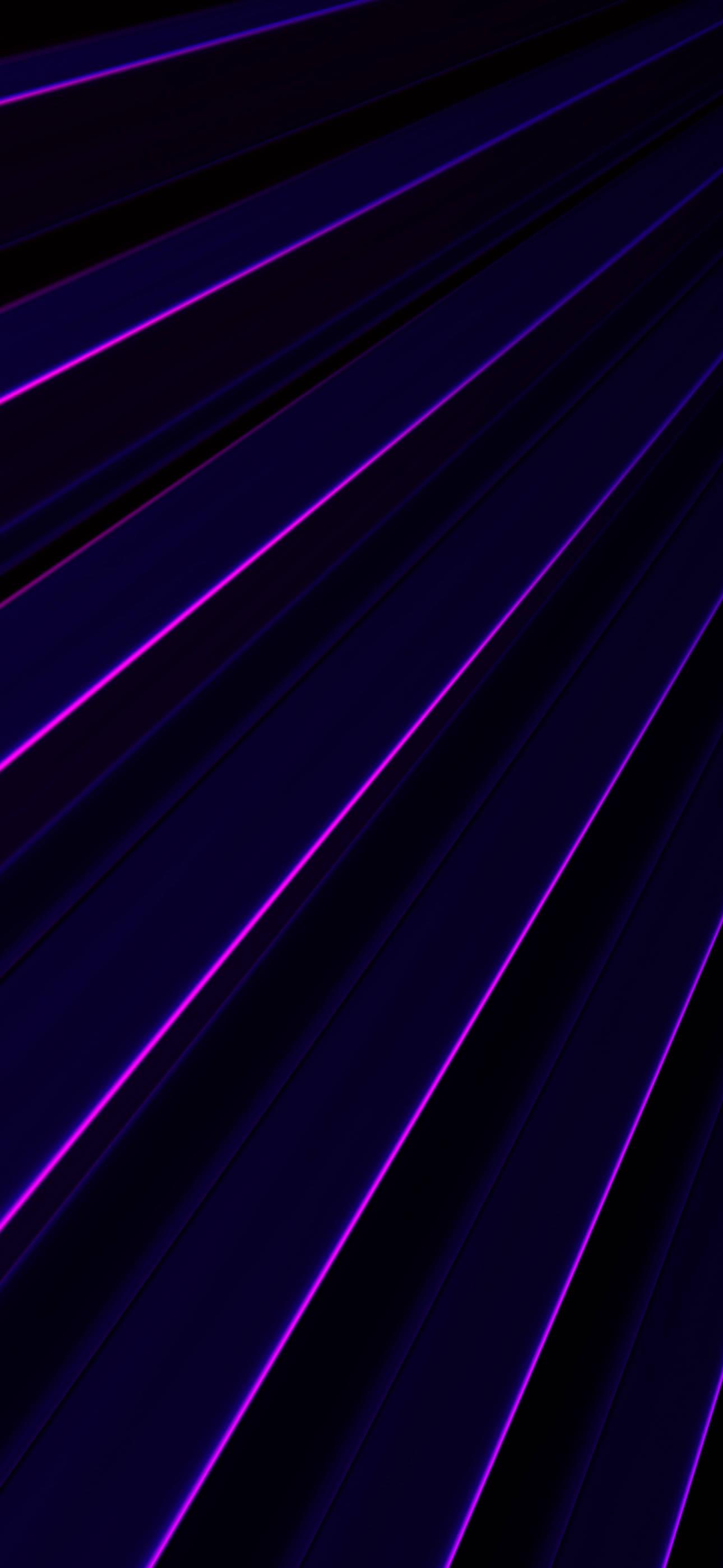 1290x2796 Download Glowing Black And Purple Aesthetic Lines Wallpaper