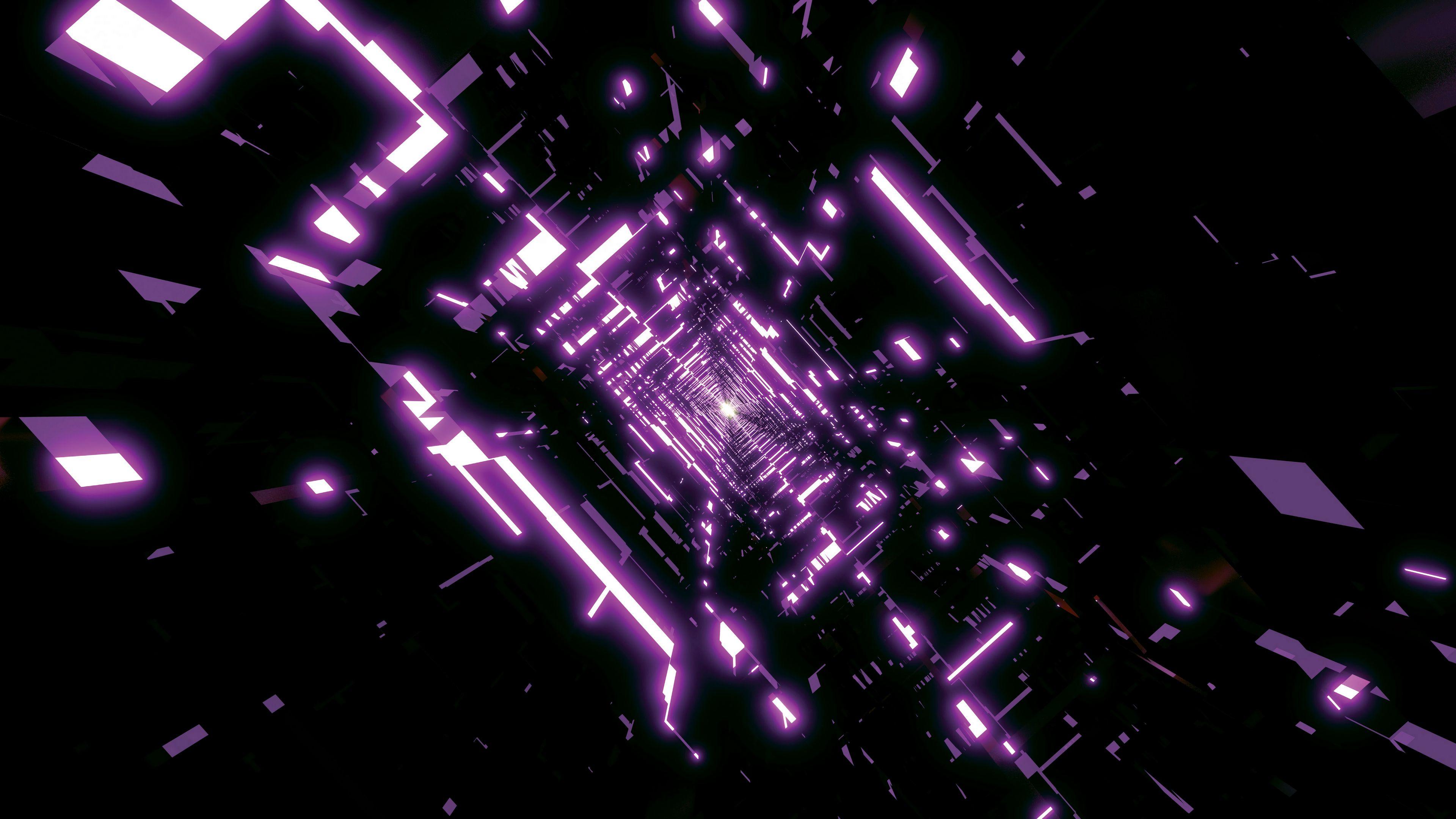 3840x2160 Wallpaper / tunnel, immersion, glow, purple, abstraction, 4k free download