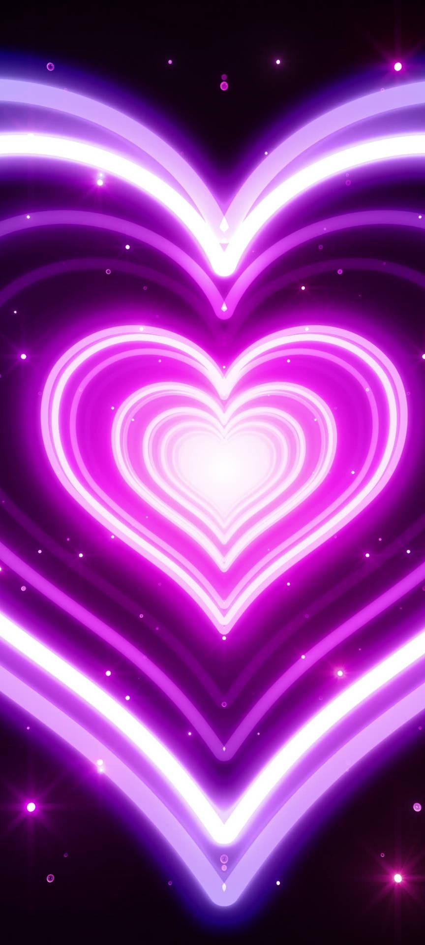 864x1920 Download Glowing Hearts Neon Purple iPhone Wallpaper