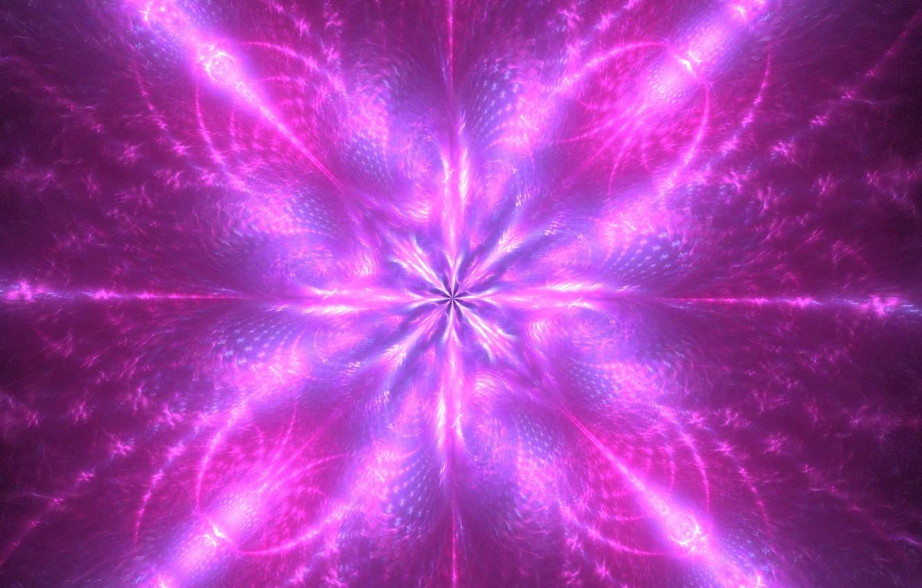 1332x850 Wallpaper flower, rays, abstraction, background, star, glow, purple, fractal image for desktop, section абстракции