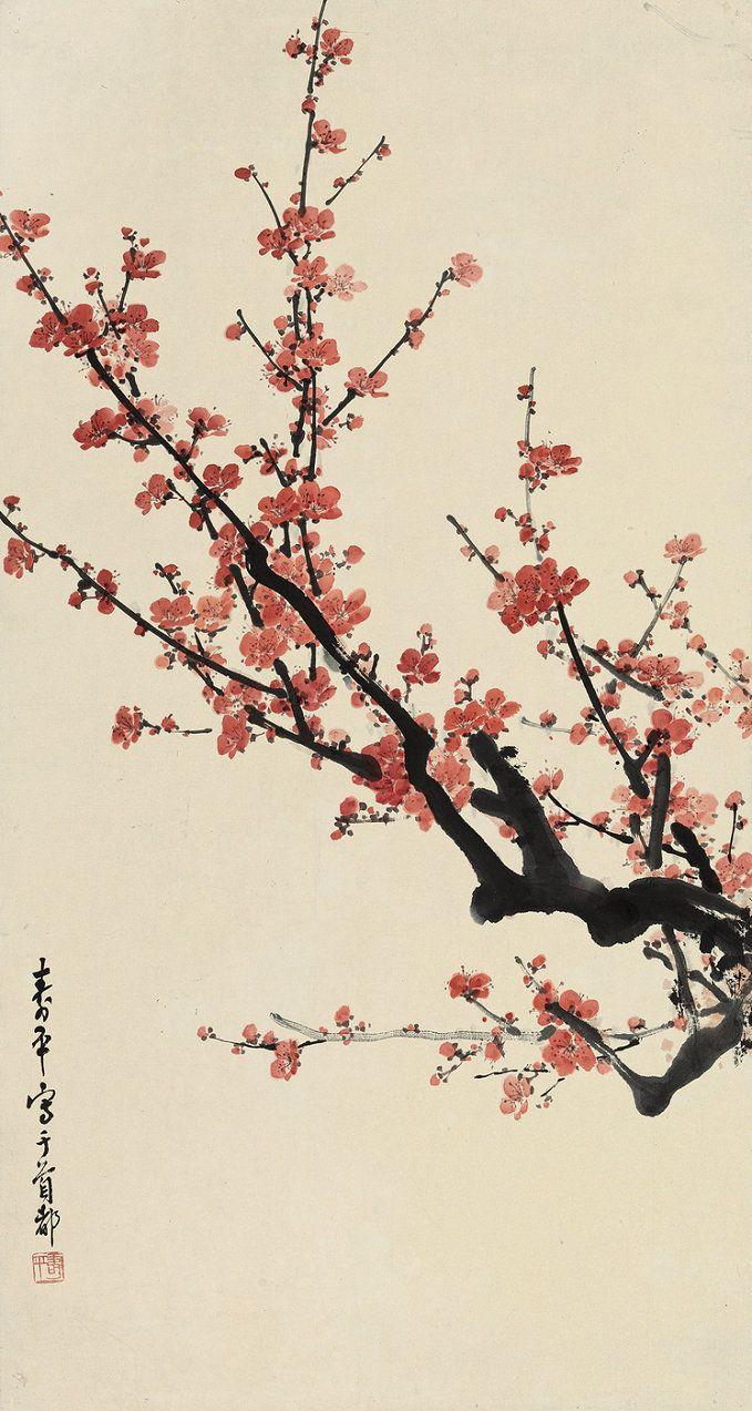 679x1273 RED PLUM BLOSSOMS. Japanese art prints, Blossoms art, Plum blossom art