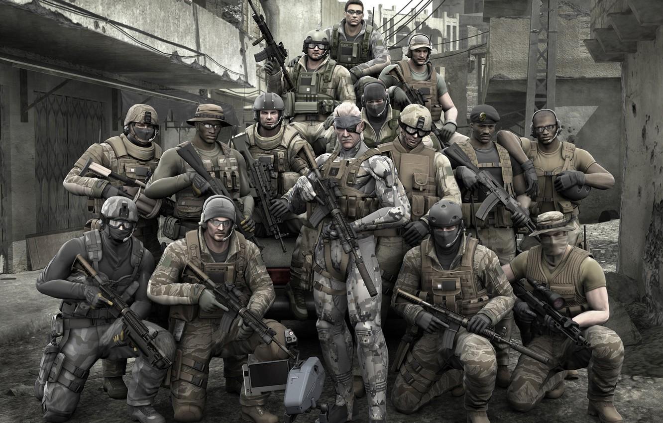 1332x850 Wallpaper Soldiers, Weapons, Solid Snake, Metal Gear, PS Big Boss, Metal Gear Solid 4: Guns of the Patriots image for desktop, section игры
