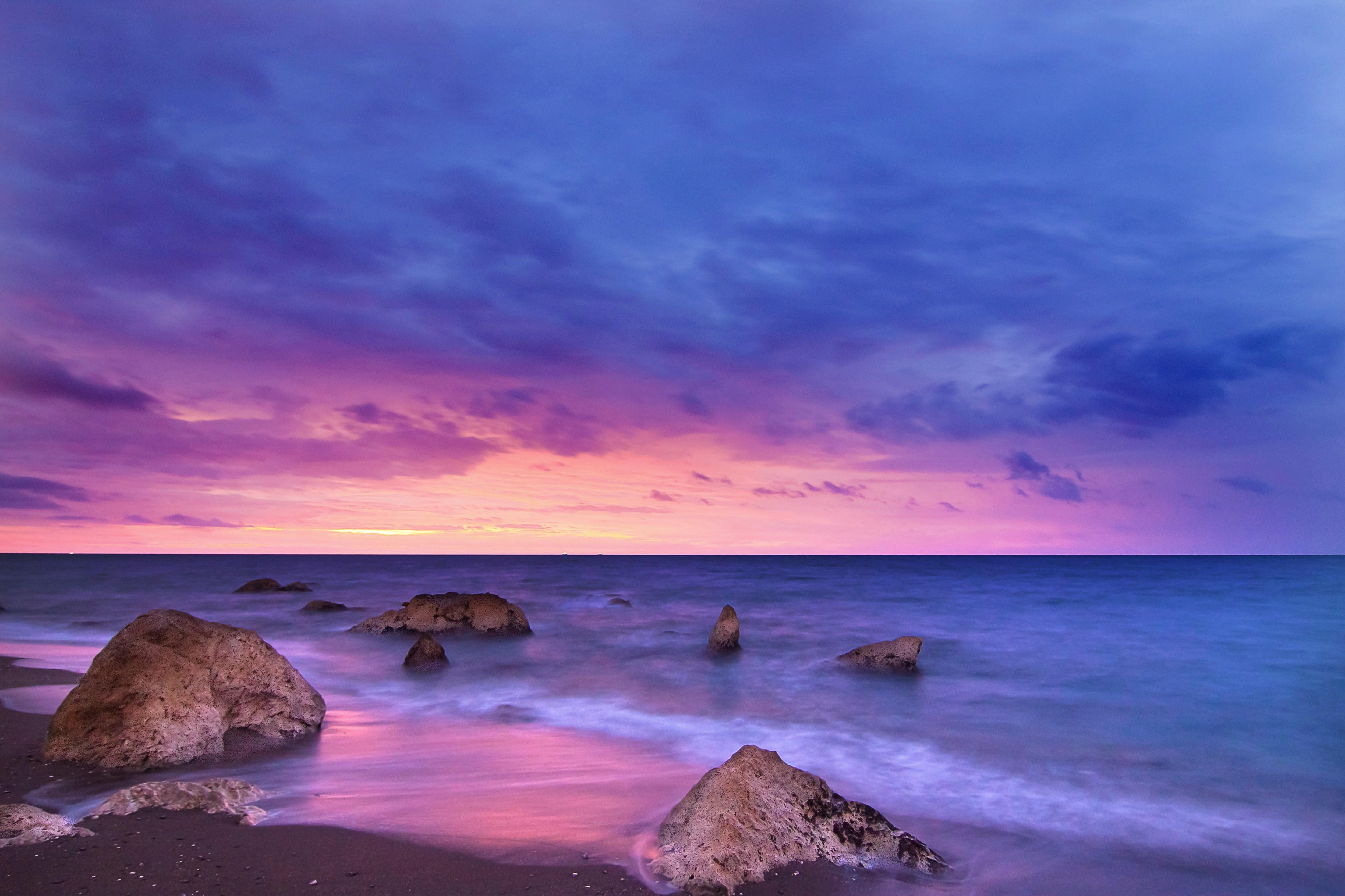 5000x3333 Free download Pink and Purple Beach Sunset 4k Ultra HD Wallpaper Background [5000x3333] for your Desktop, Mobile & Tablet. Explore Beach Pink Purple Blue Sunset Wallpaper. Purple Sunset Wallpaper