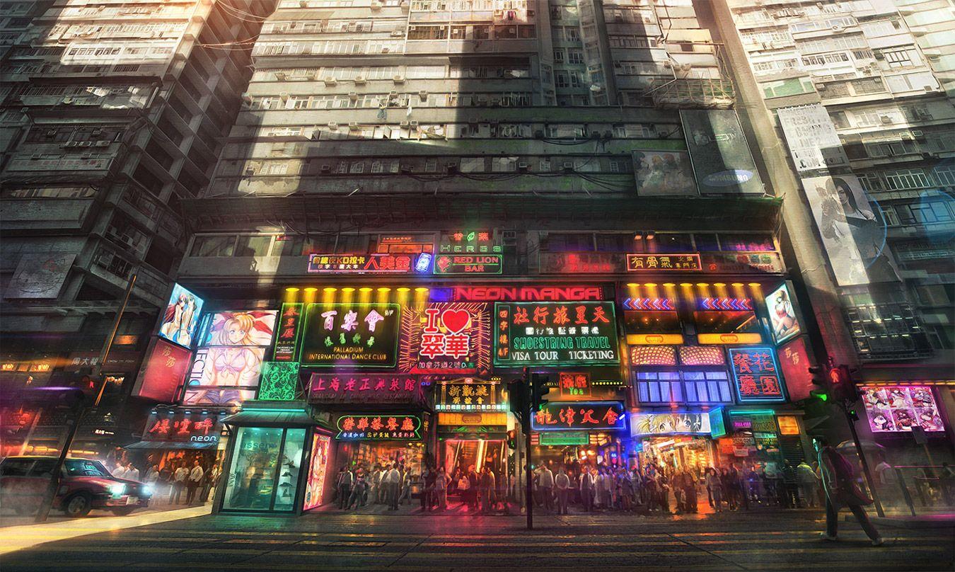 1350x808 Surreal anime take on Chungking Mansions