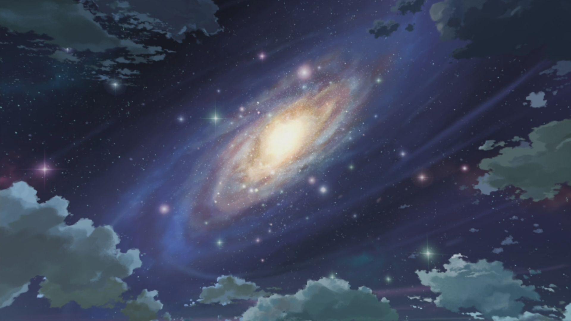 Anime sky, stars, satellite, red moon, space, Anime, HD wallpaper | Peakpx