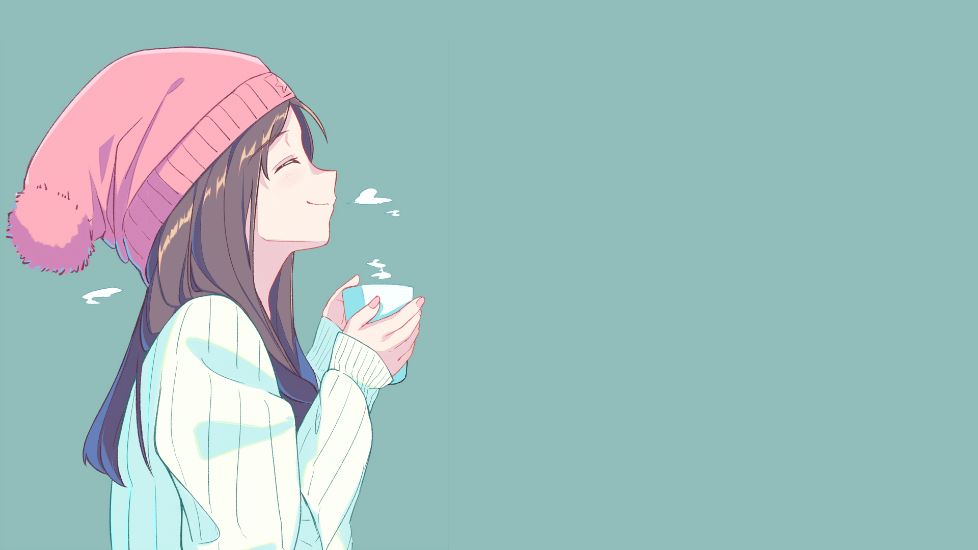 1920x1080 1920x1080 Brown Hair, Anime, Girl, Tea Cup, Cap, Smile, Long Hair wallpaper PNG Gallery HD Wallpaper
