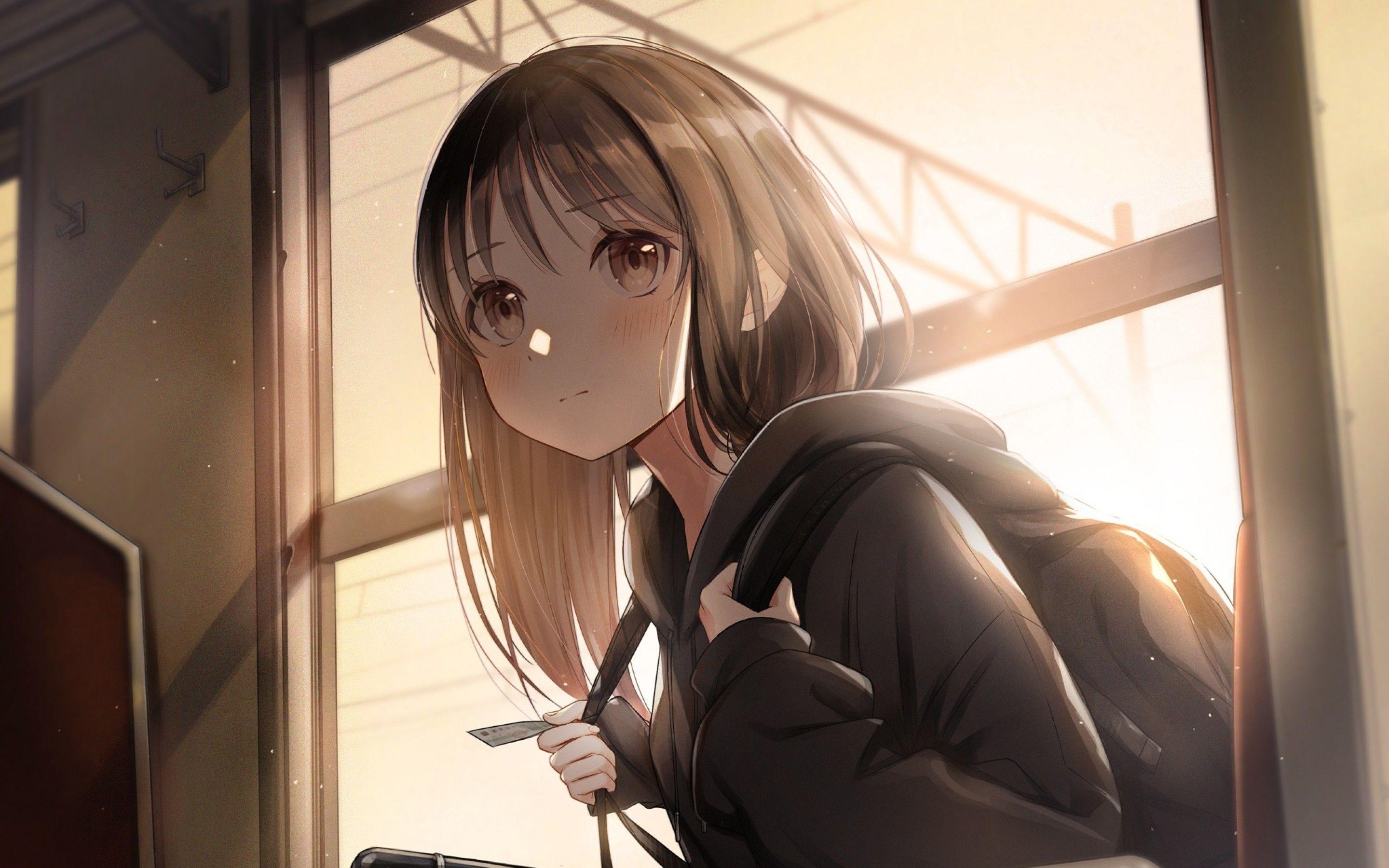 2880x1800 Girl Brown Hair Wallpaper
