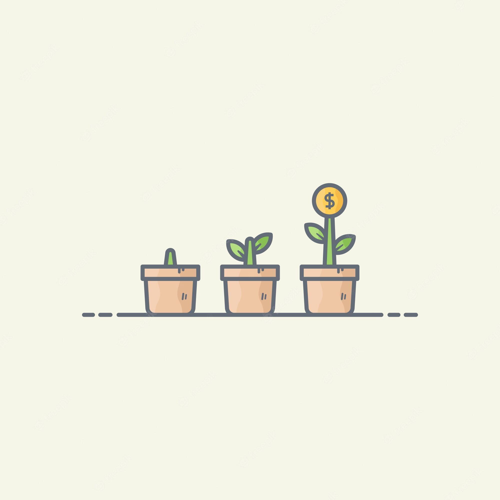 2000x2000 Premium Vector. Money tree with coins growing royalty