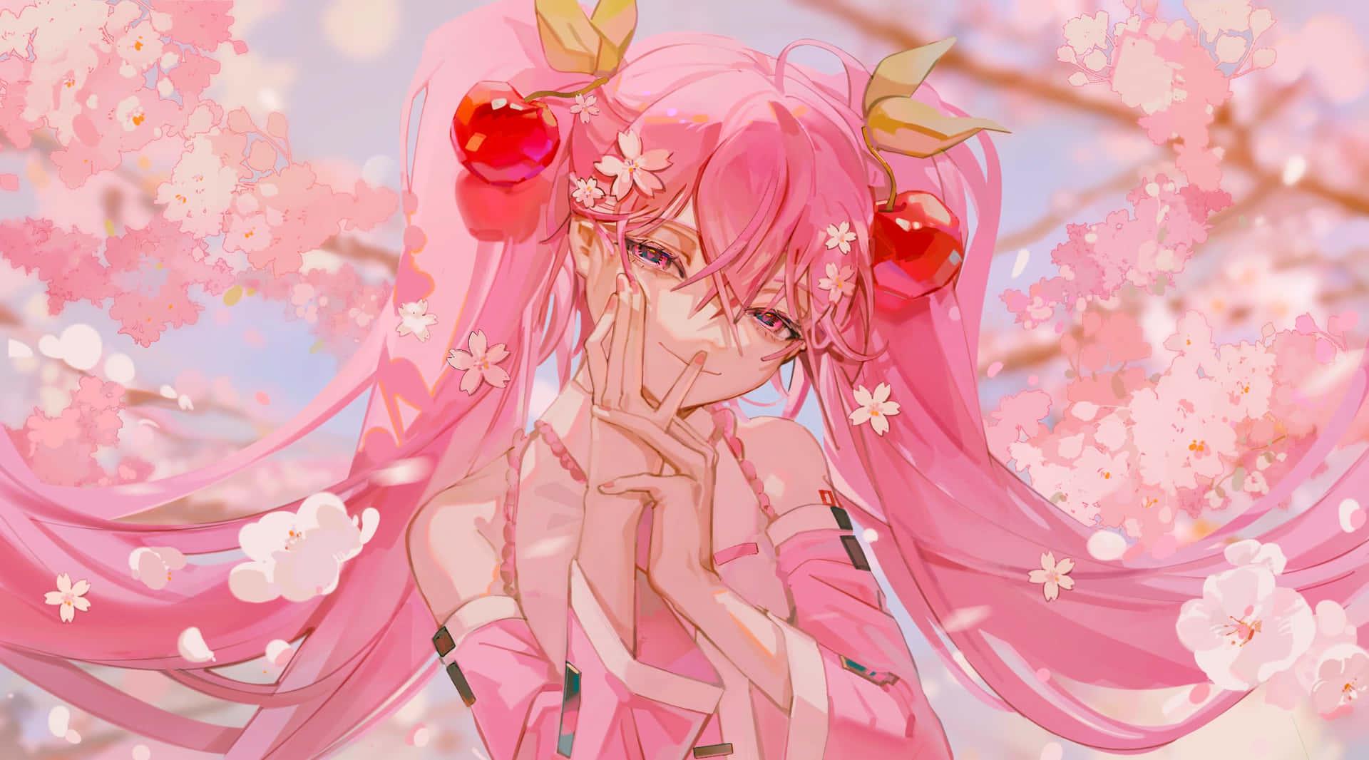 1920x1066 Download A Girl With Pink Hair And Flowers In Her Hair Wallpaper