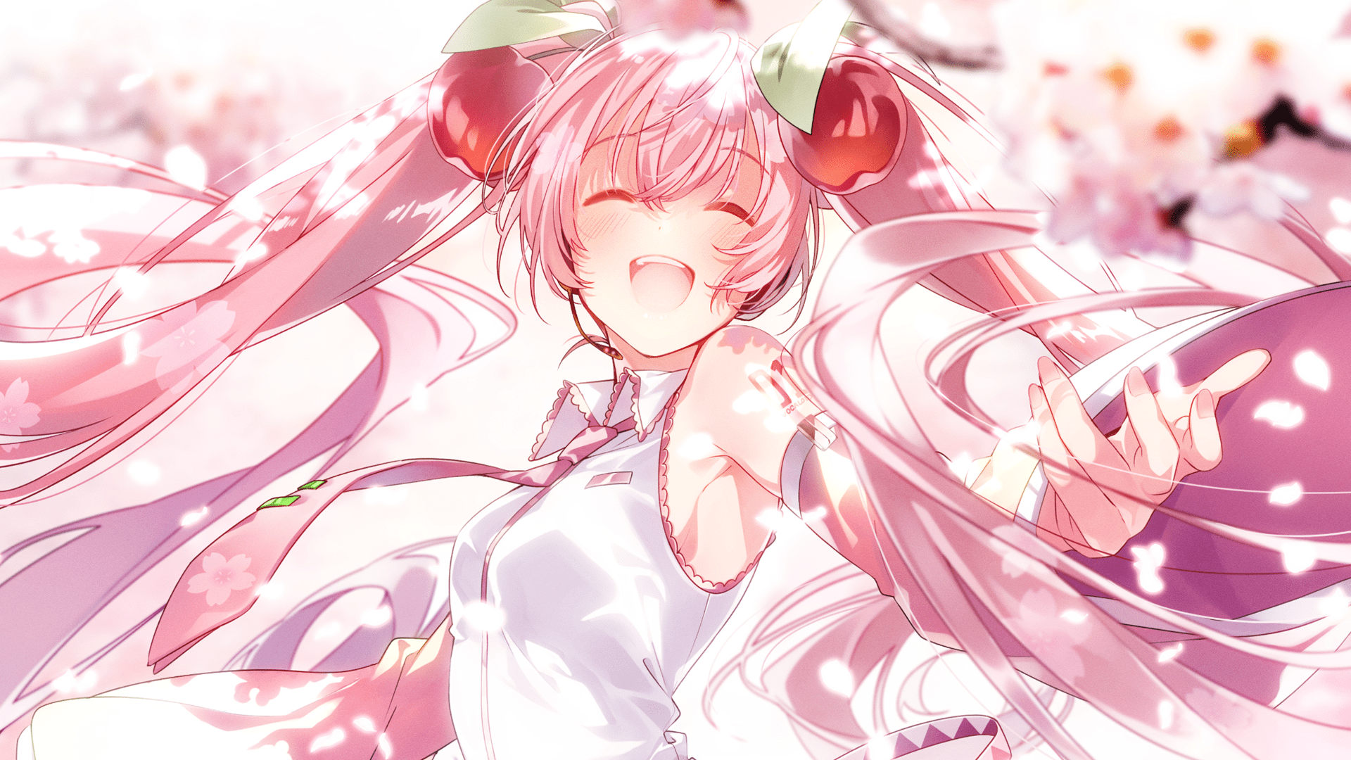 1920x1080 Cherry Miku Wallpaper