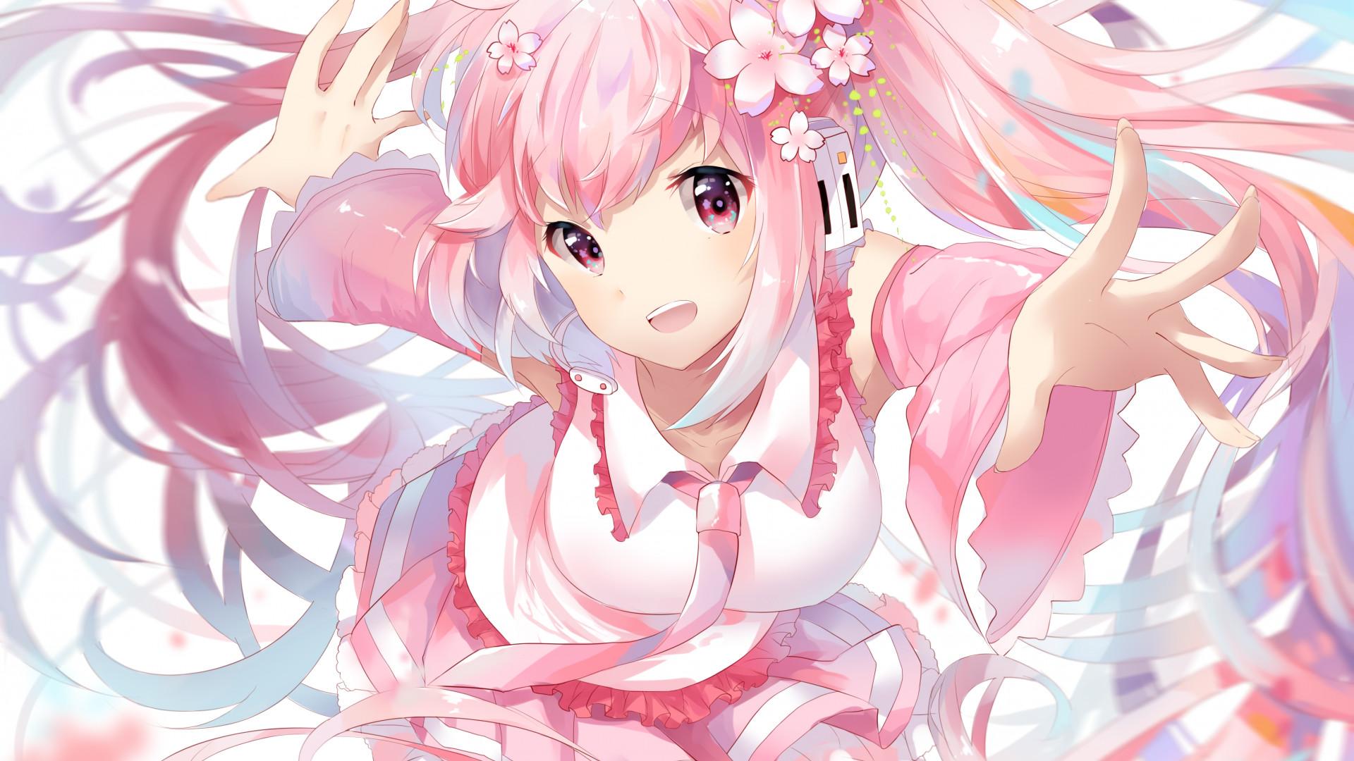 1920x1080 Sakura Miku Wallpaper