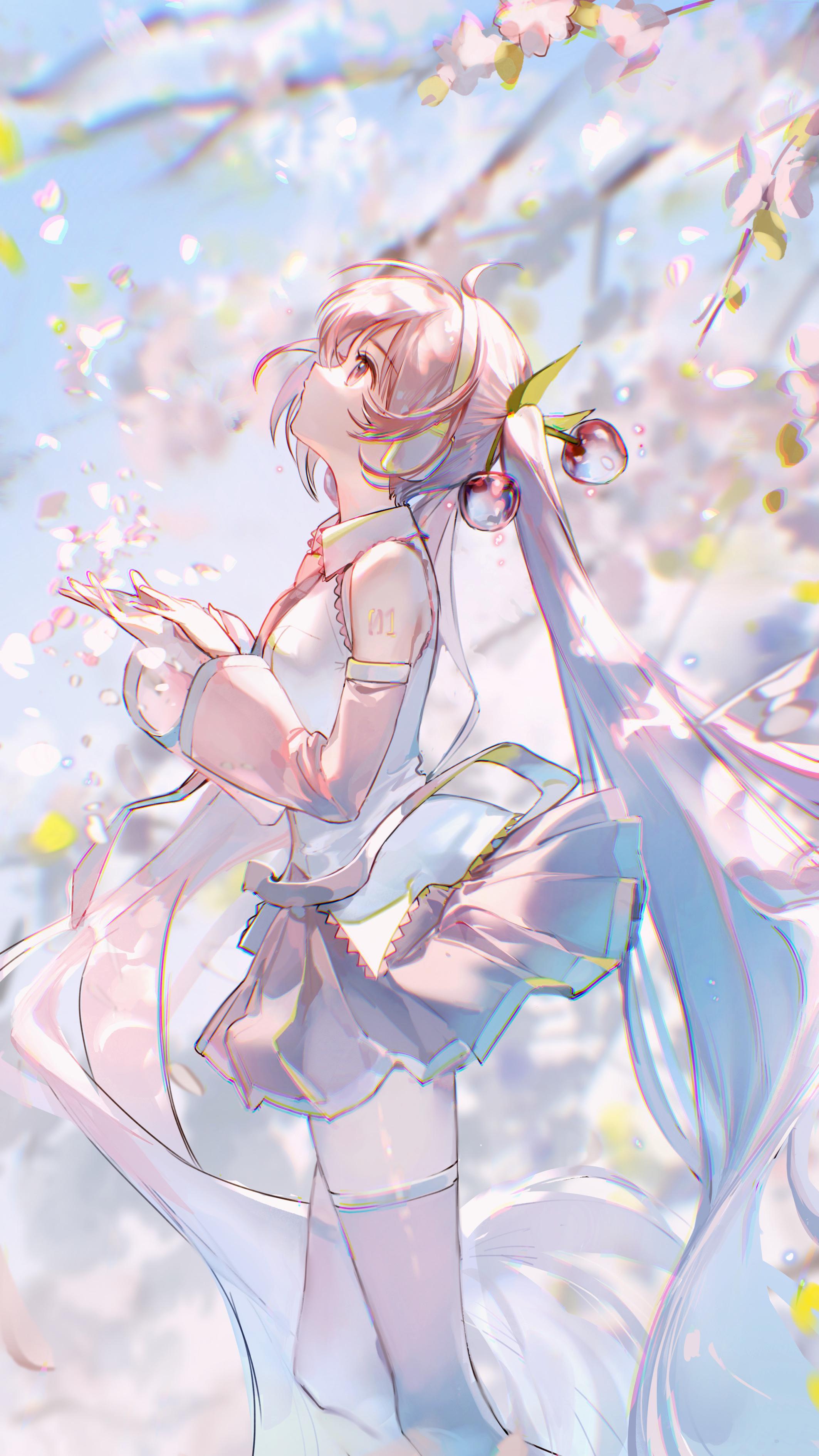 2126x3780 Digital Anime Anime Girls Hatsune Miku Pink Hair Sakura Tree Sakura Miku Vocaloid Wallpaper:2126x3780