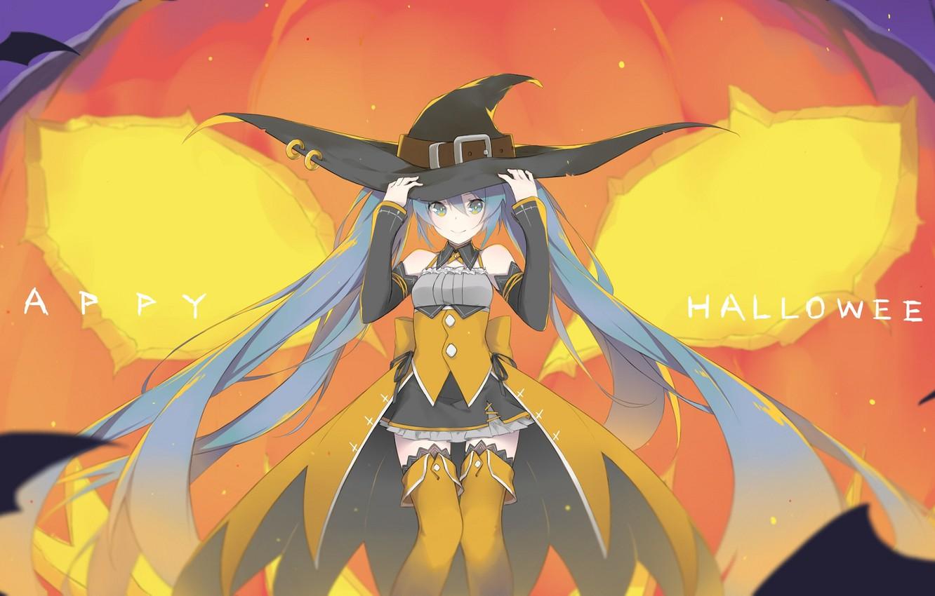 1332x850 Wallpaper holiday, anime, art, girl, vocaloid, hatsune miku, Halloween image for desktop, section прочее