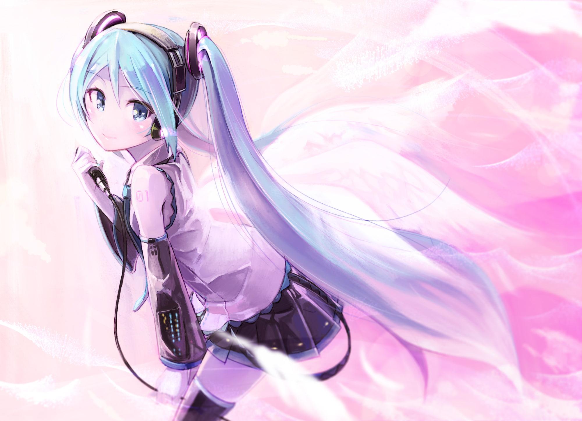 2000x1445 Hatsune Miku Wallpaper, Vocaloid, Pink Color, Close Up, Women, Indoors