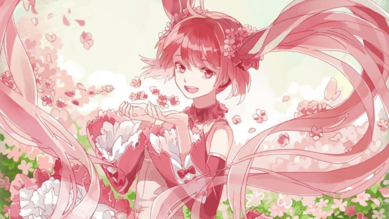 1366x768 Pink Miku Desktop Wallpaper