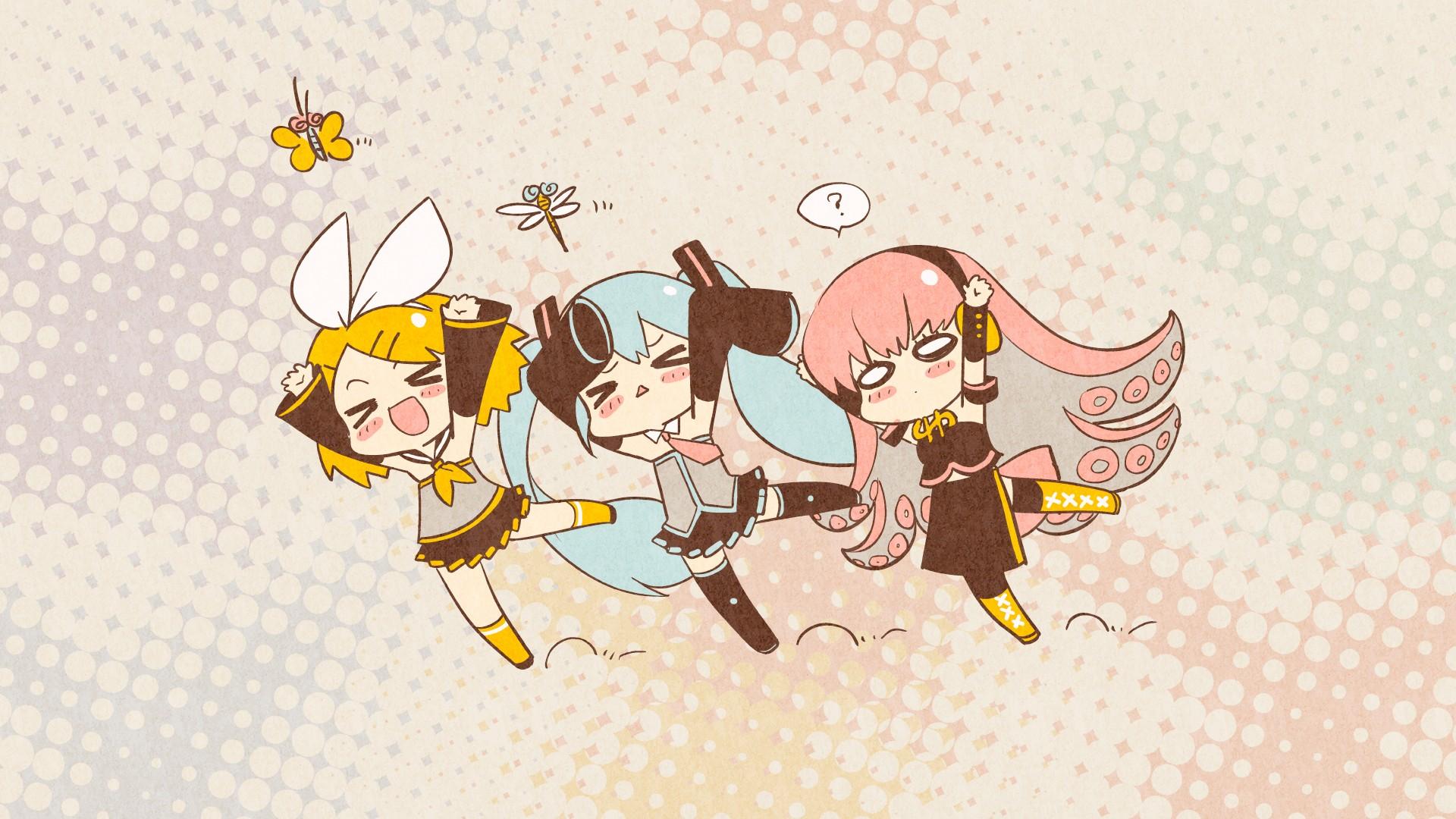 1920x1080 vocaloid, Hatsune, Miku, Megurine, Luka, Chibi, Kagamine, Rin, Butterflies Wallpaper HD / Desktop and Mobile Background