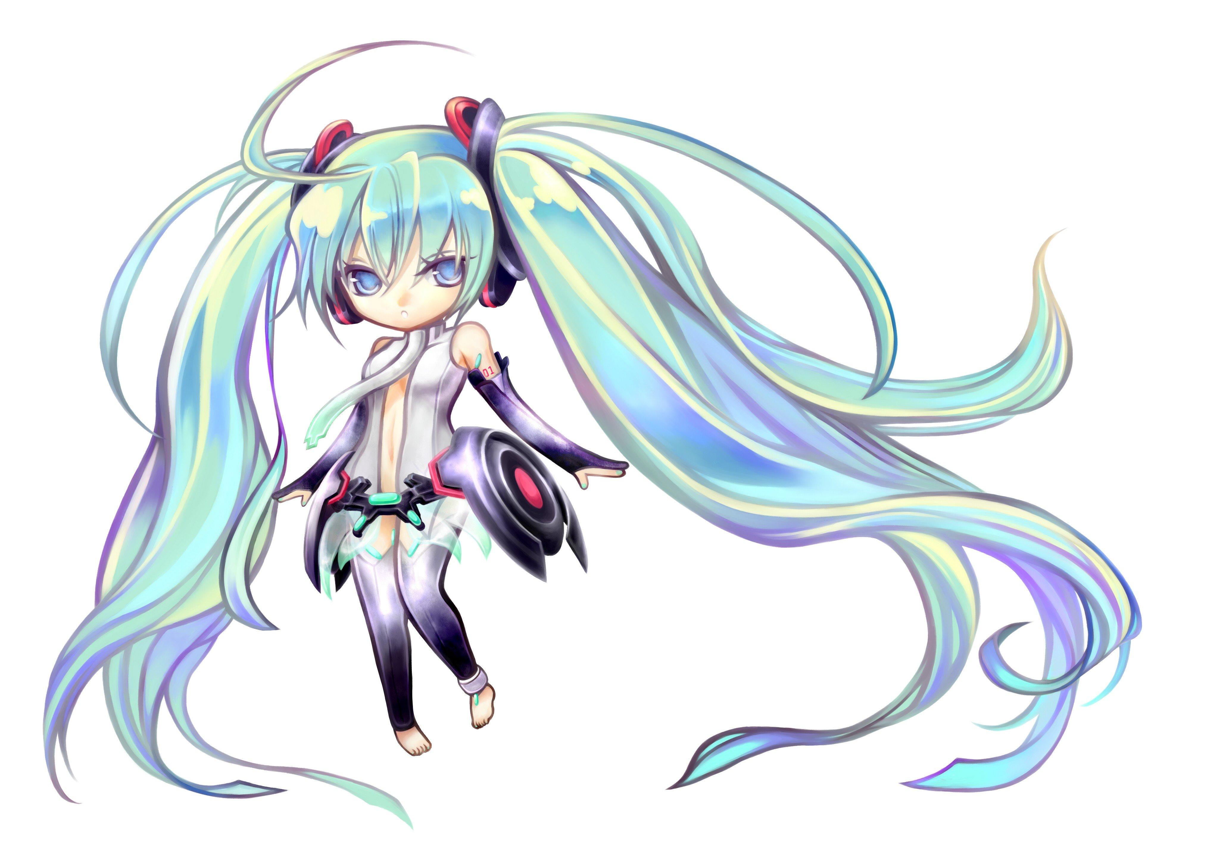 4091x2893 Vocaloid, Append, white, Miku, girls, Hatsune, Append, Vocaloid, anime, chibi, Miku Gallery HD Wallpaper