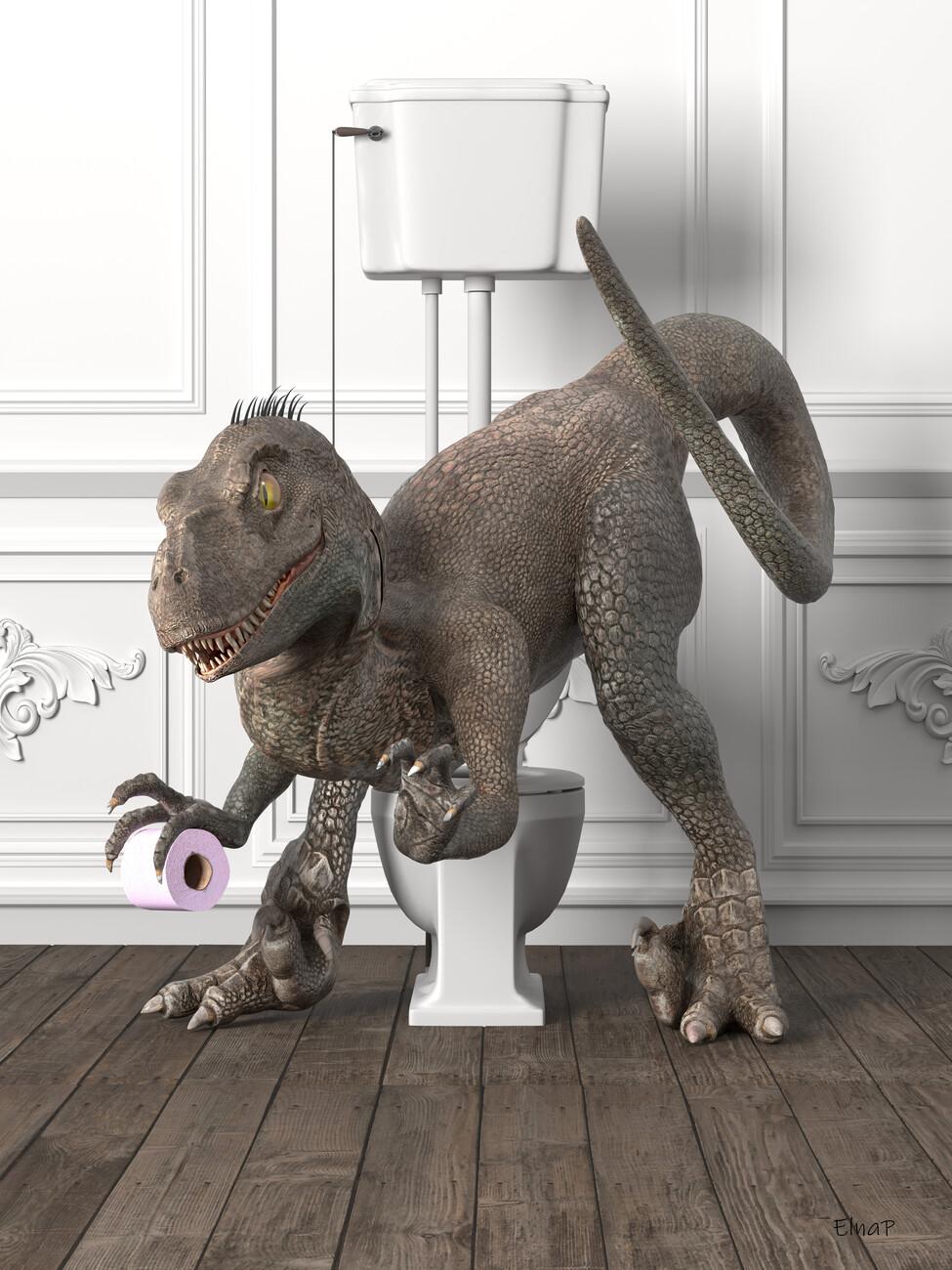 975x1300 Animal on toilet Print Wall Art, raptor Photo, dinosaur art Wall Mural