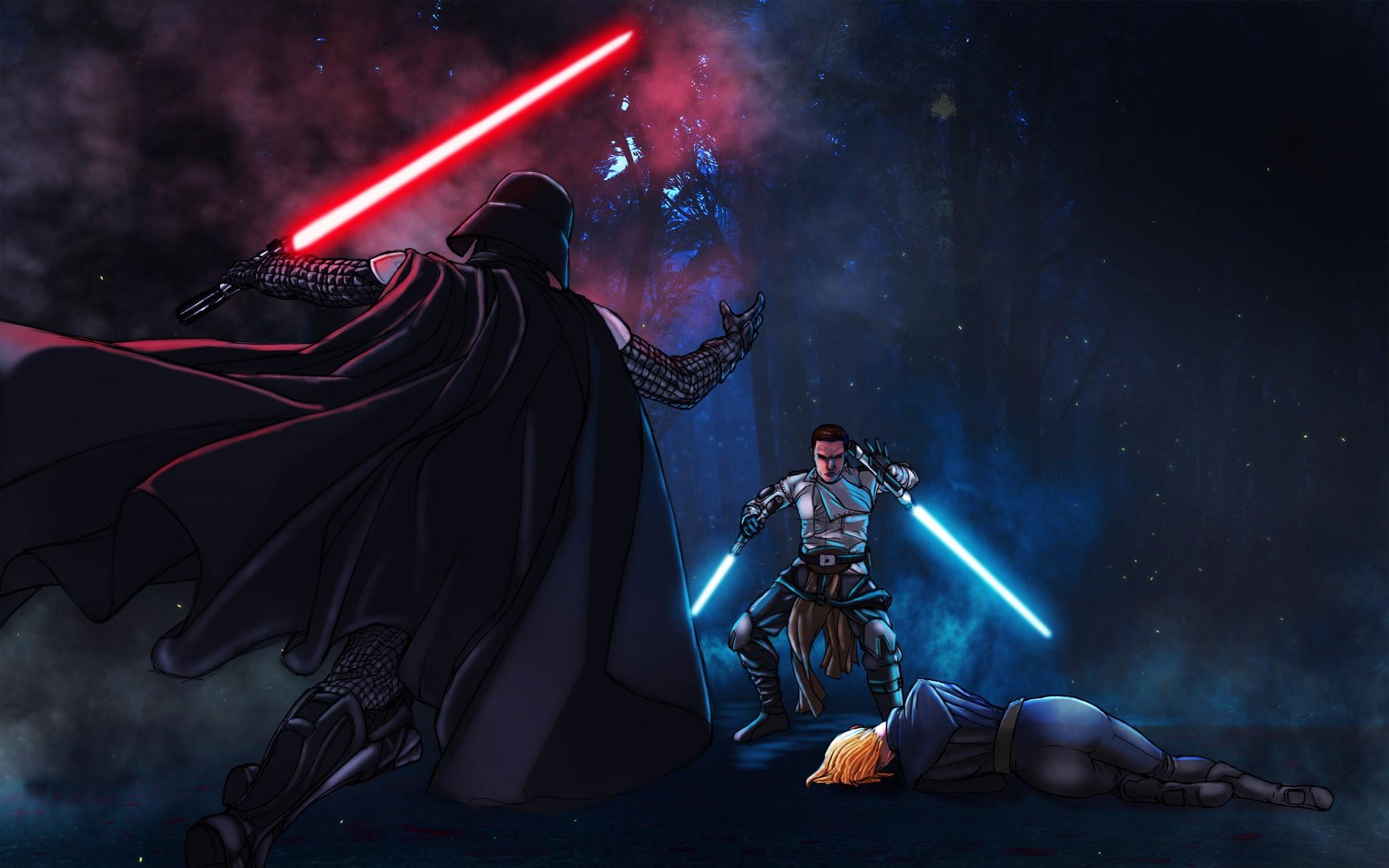 2095x1309 Wallpaper / holding, Anakin Skywalker, star, wallpaper, arts culture and entertainment, wars, illuminated, 1080P, clothing, Darth Vader, stage space free download