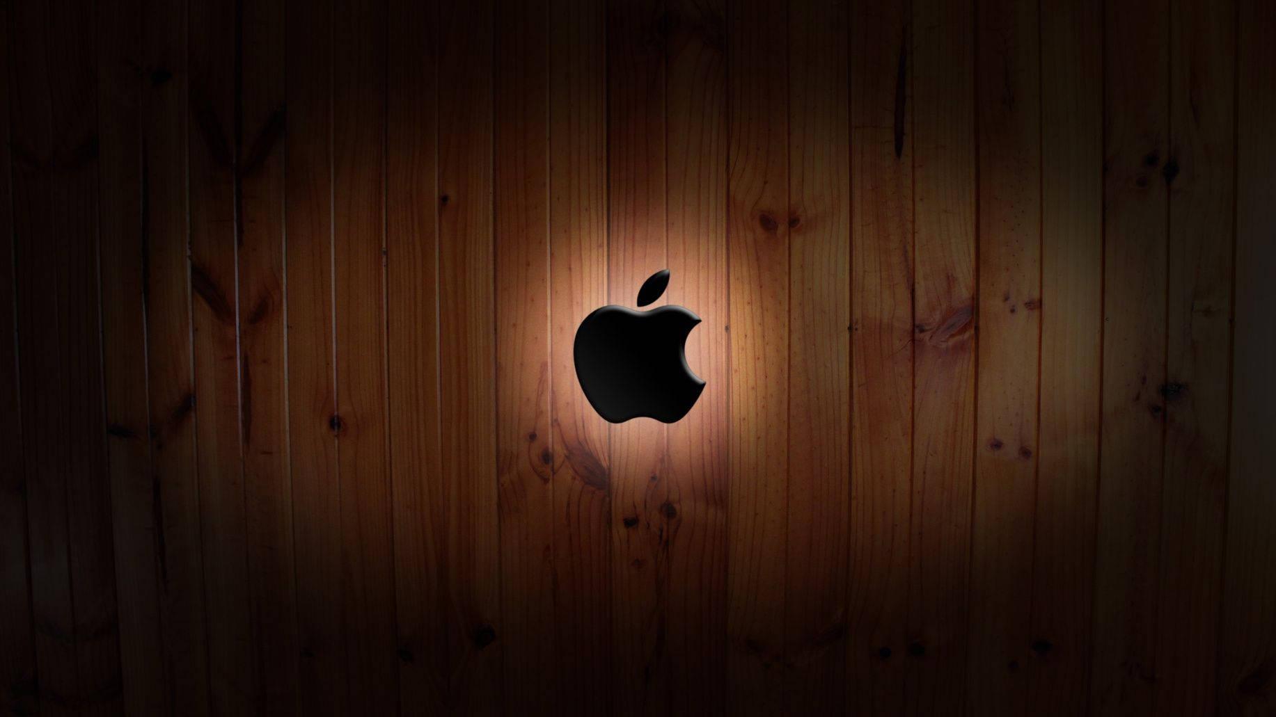 1833x1031 Download Wooden Apple Logo Wallpaper
