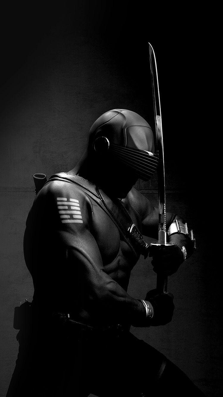 750x1334 GI JOE SNAKE EYE NINJA ART DARK HERO BW WALLPAPER HD IPHONE
