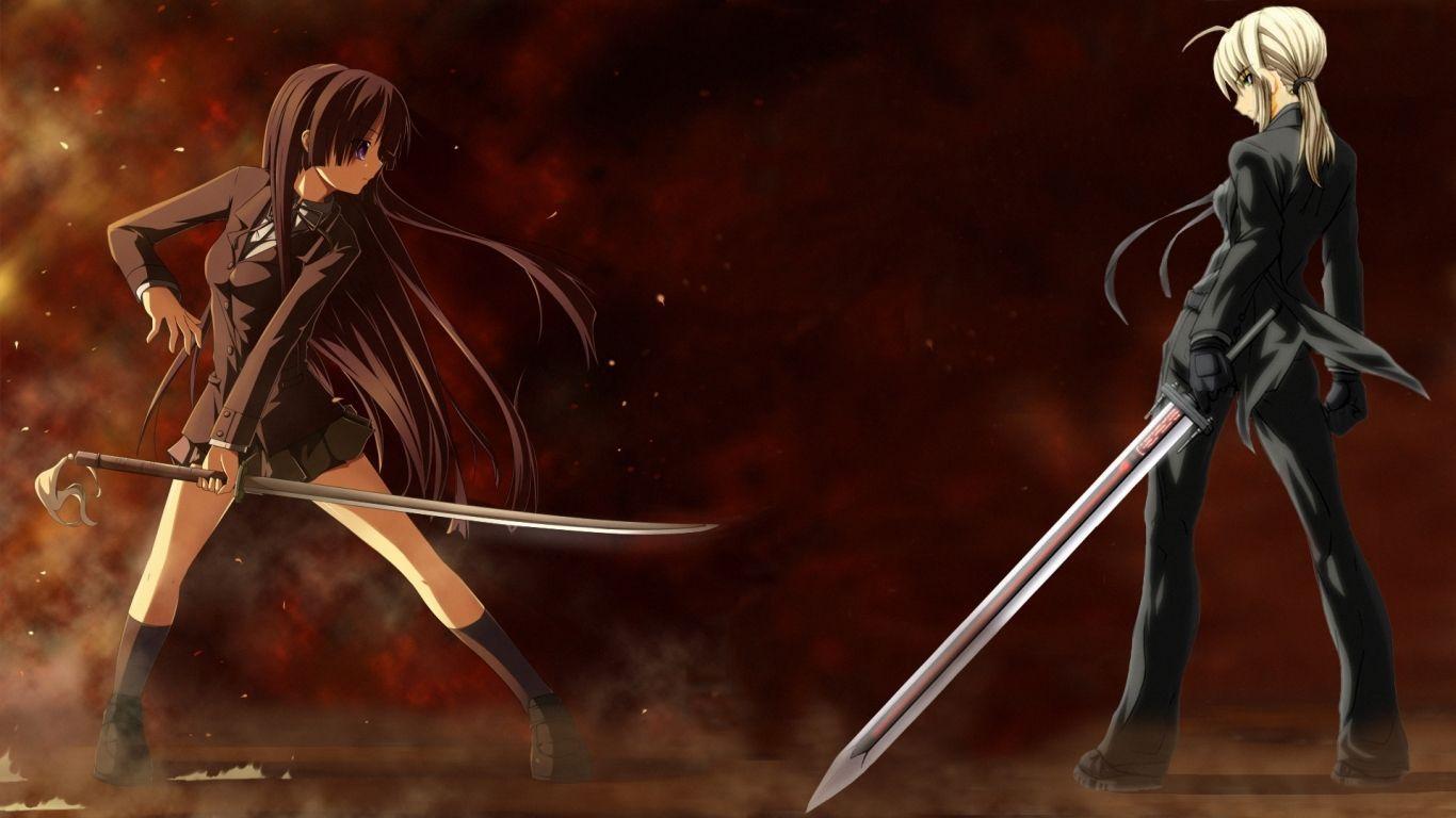 1366x768 Wallpaper Anime Girl With Sword Laptop Girls Battle Twilight