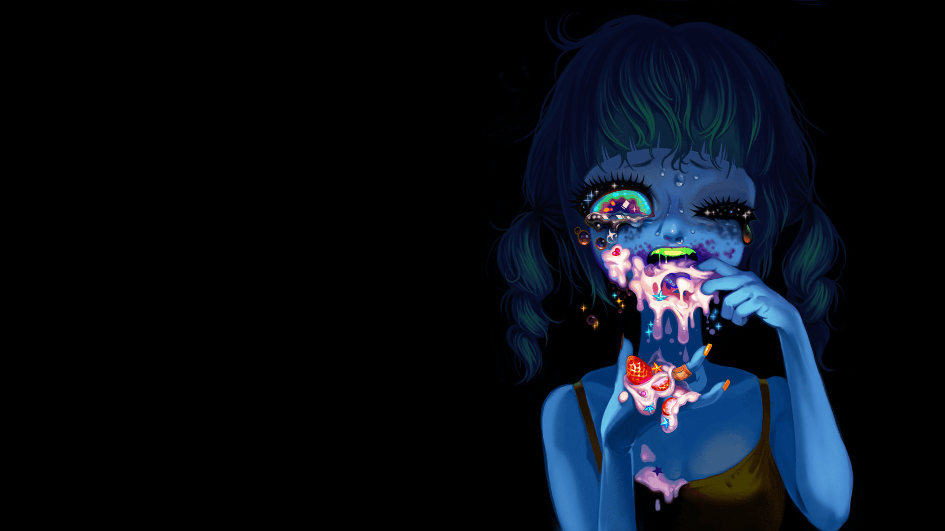 1920x1080 drawing, colorful, crying, glowing, digital art Gallery HD Wallpaper