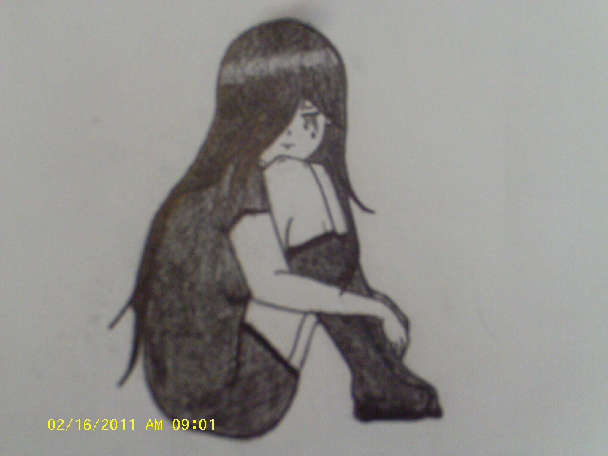 2048x1536 Anime Girl Crying Drawing