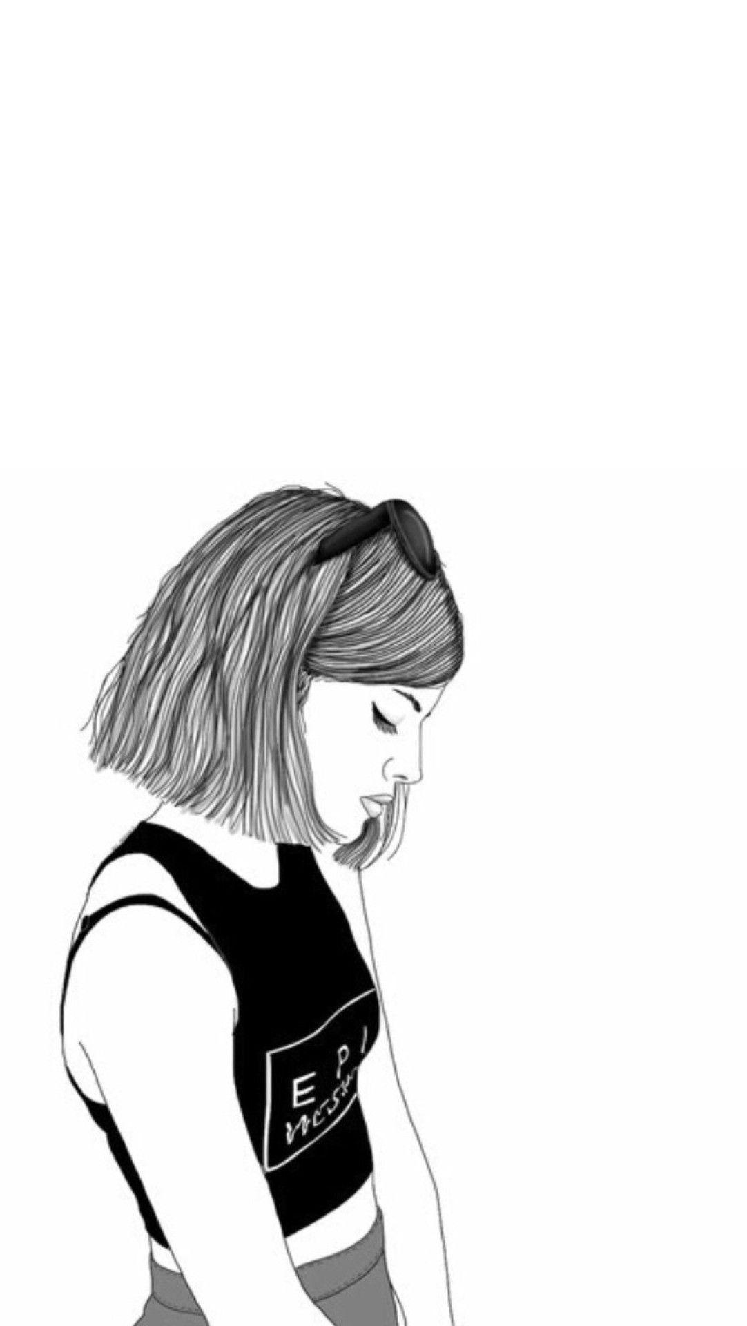 1082x1920 Sad Girl Tumblr Draw Wallpaper