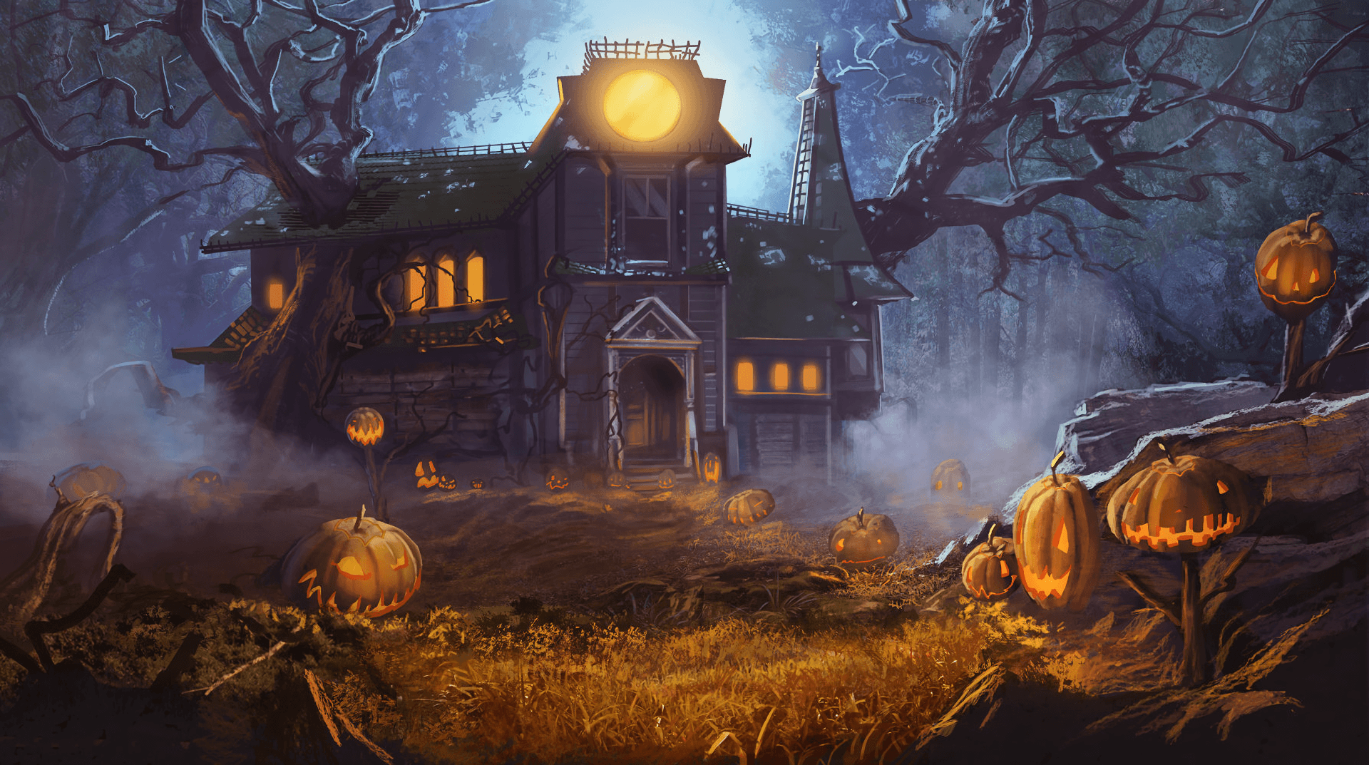 1920x1073 Halloween House Wallpaper