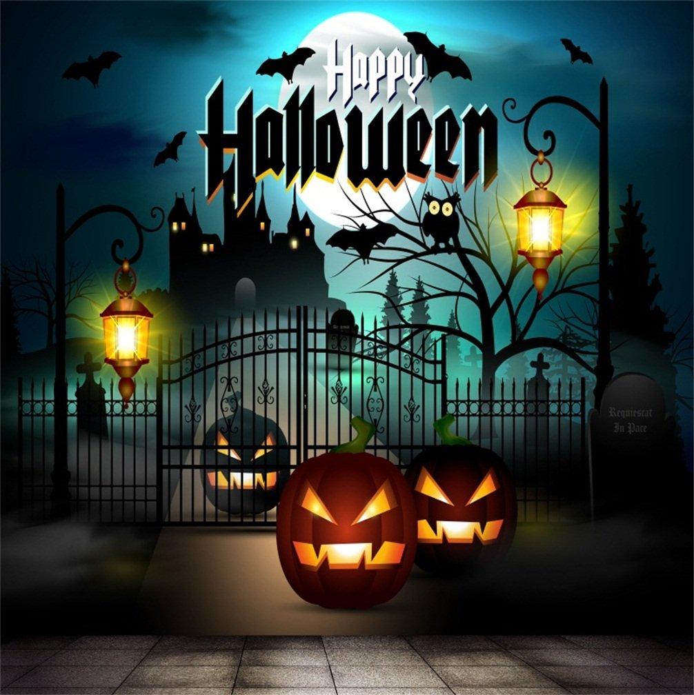 1006x1008 Amazon.com : CSFOTO Happy Halloween Background 5x5ft Photography Backdrop燬cary Night Moon Haunt House Pumpkin Grimace Lantern Ghost Trees Background Festival Decor Backdrop Children Photo Portrait Shoot