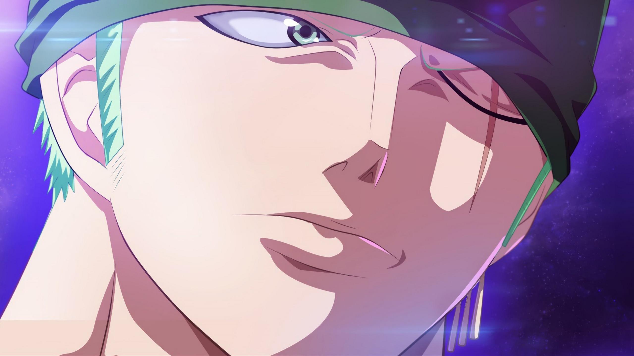 2560x1440 Wallpaper / One Piece, Roronoa Zoro, one eye closed, green eyes, Scar on Eye free download