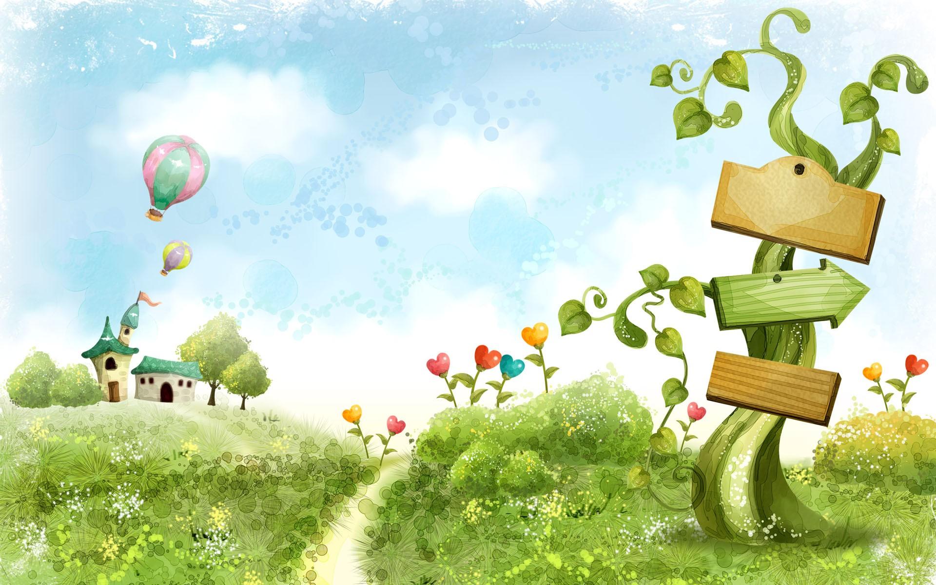 1920x1200 Cartoon Garden Wallpaper