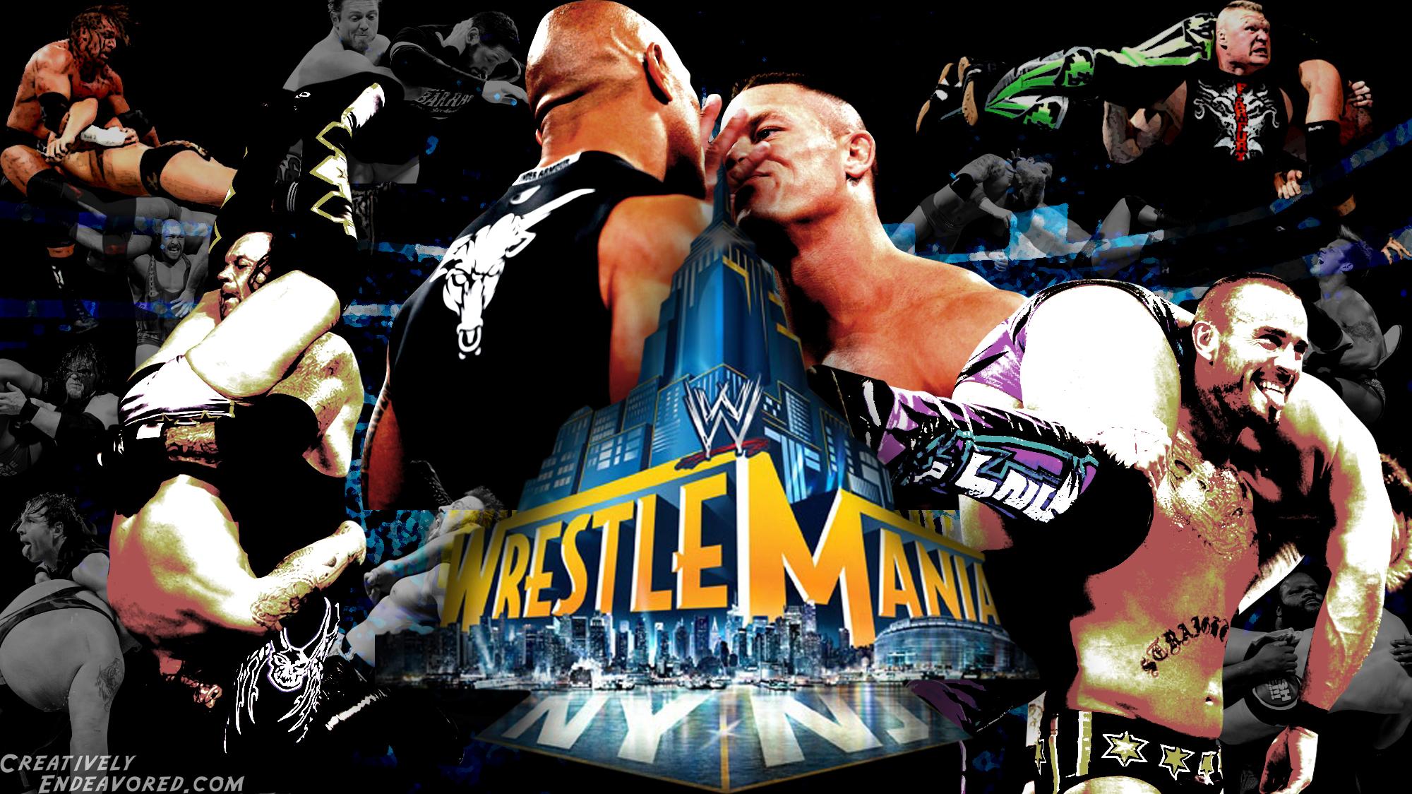 2000x1124 WrestleMania Wallpaper: The Stars Of WrestleMania. Hot Tag Wrestling