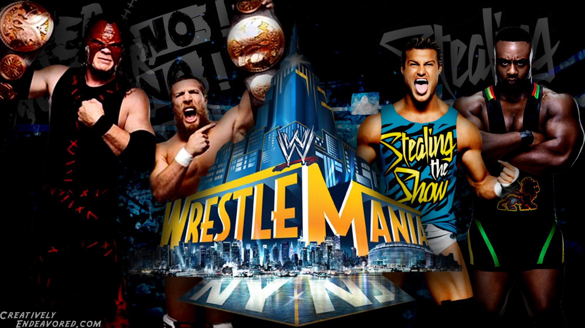 2000x1124 Weekend WrestleMania Wallpaper: Team Hell No vs Dolph Ziggler & Big E Langston. Hot Tag Wrestling