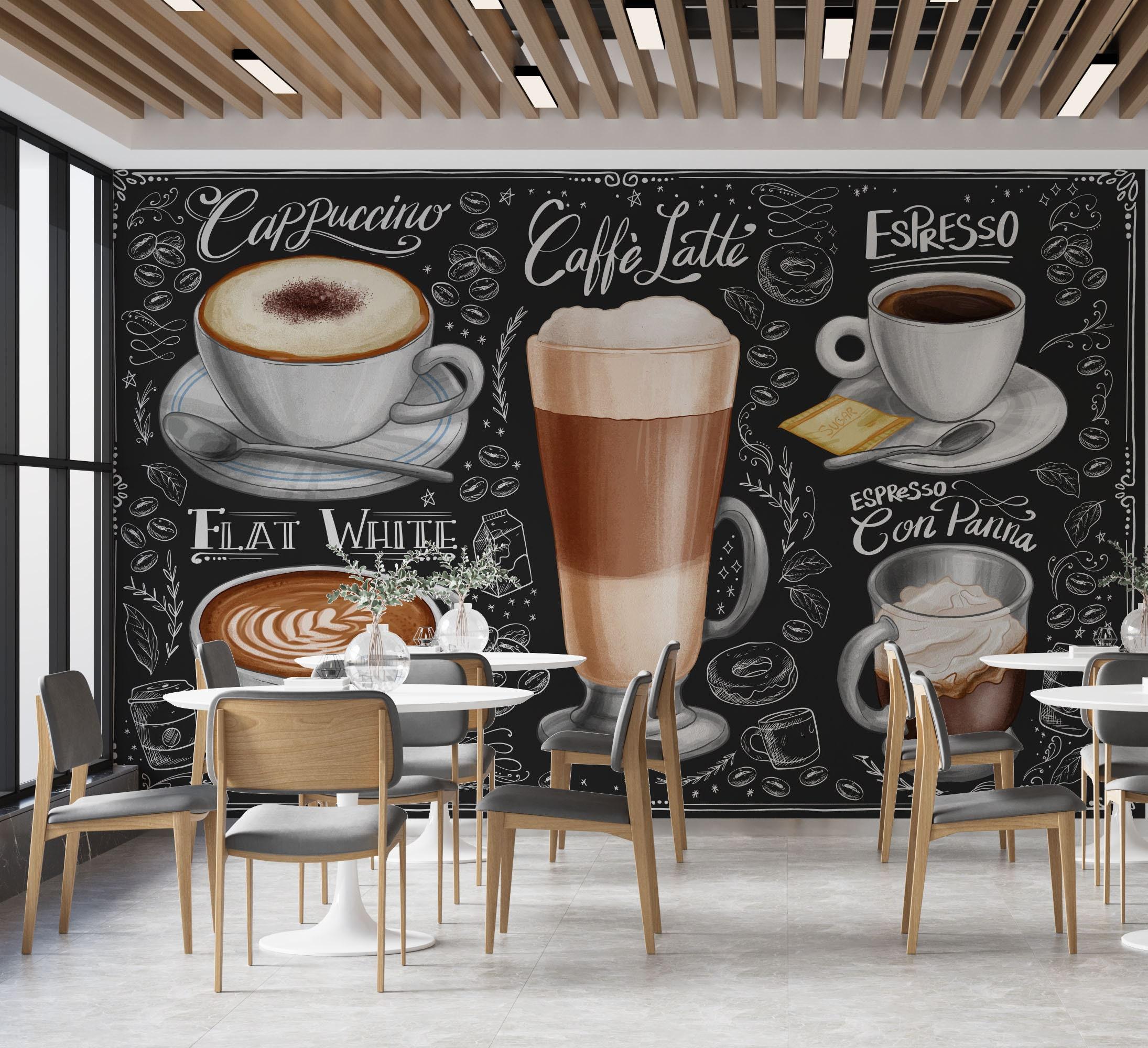 2190x2000 Stylish Vintage Coffee Shop Mural Customizable Cafe Poster