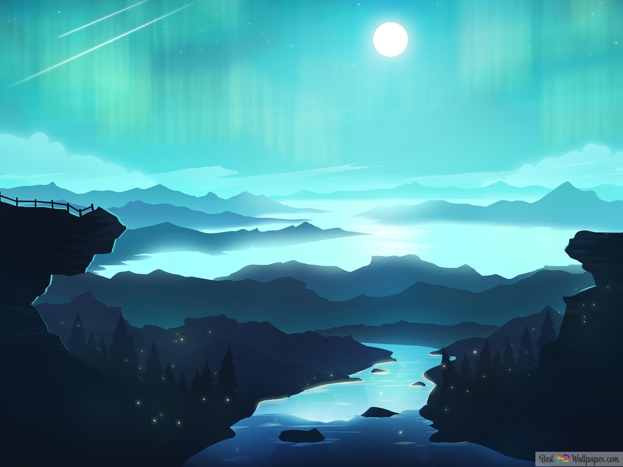 2048x1536 Moon Night Minimalist 4K wallpaper download
