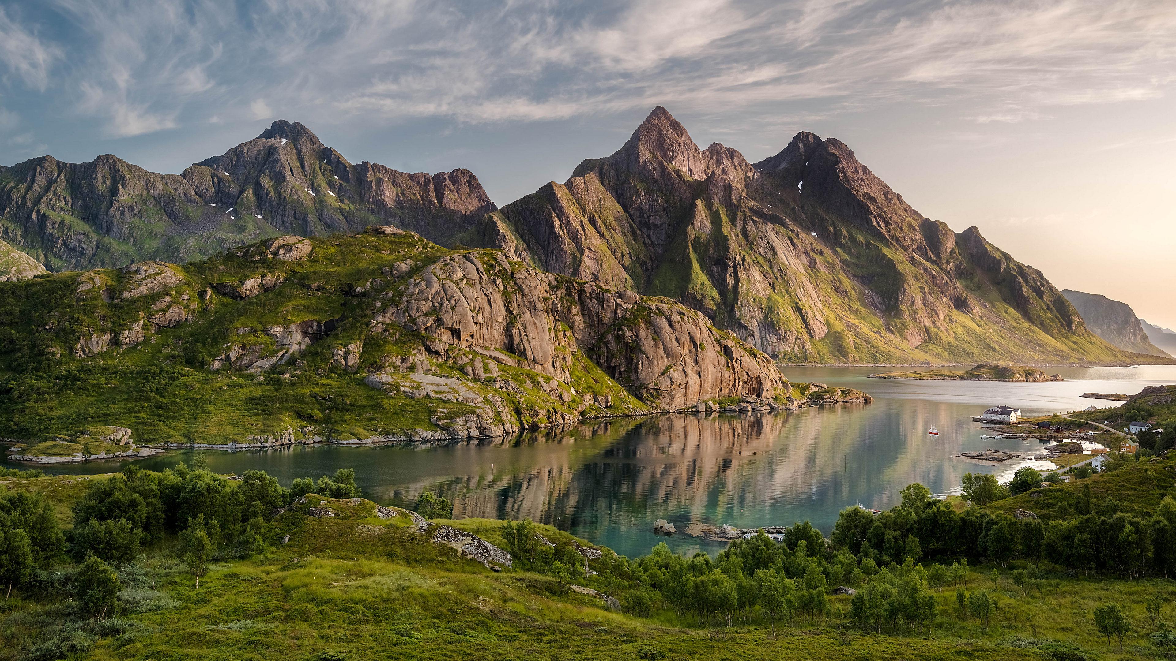 3840x2160 Nature Landscape Norway Mountains River Sky Wallpaper:3840x2160