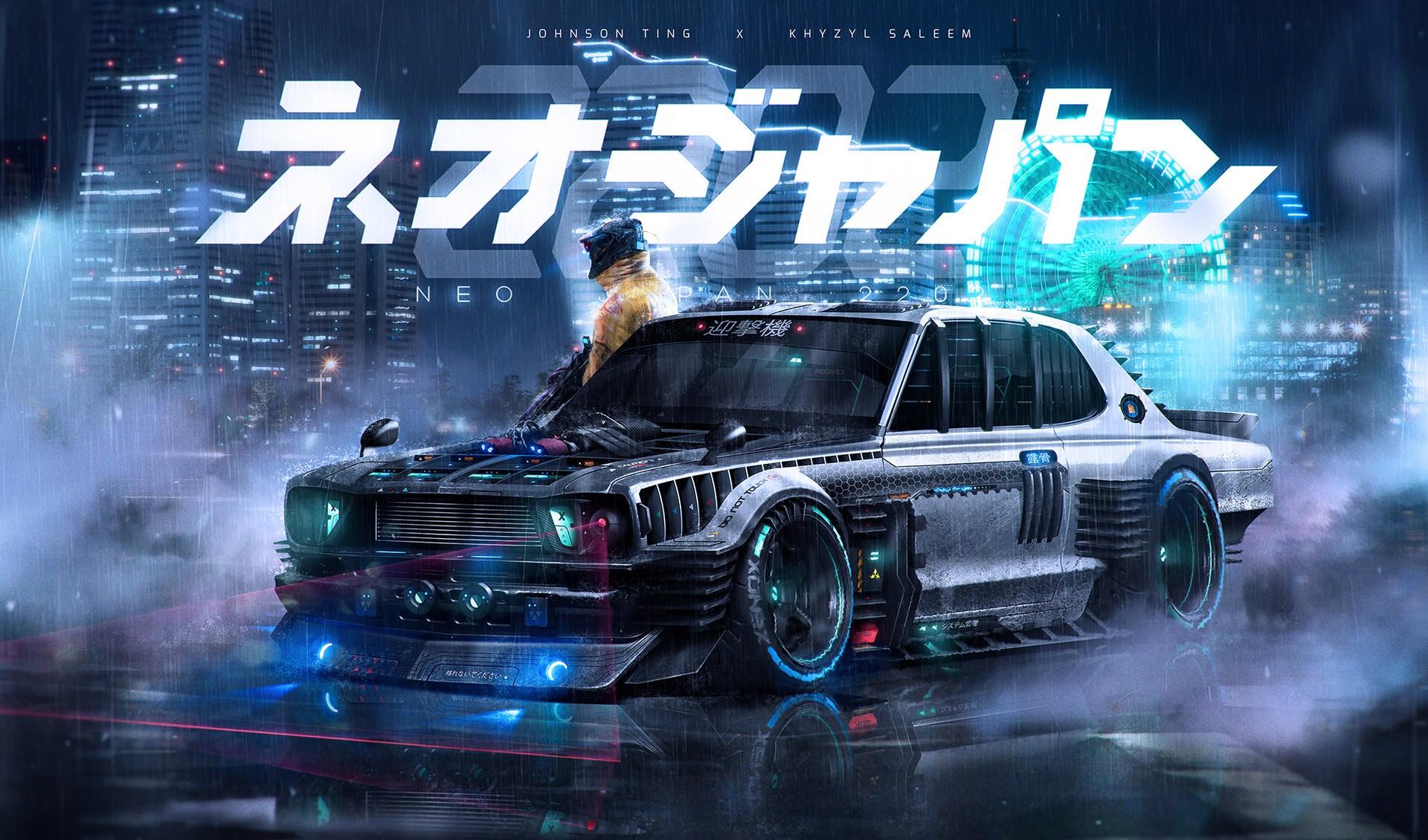 1920x1130 artwork, BMW M3 E render, Khyzyl Saleem, Neo Japan car, science fiction Gallery HD Wallpaper