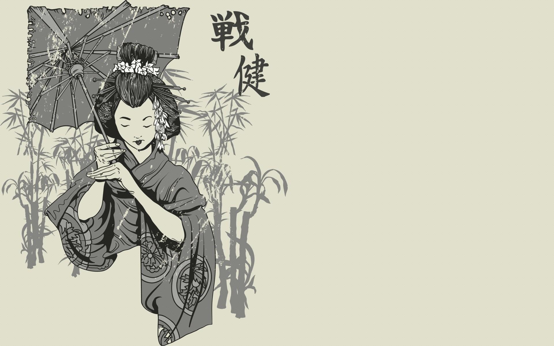 1920x1200 Japanese Art Geisha Traditional Paint Wallpaper
