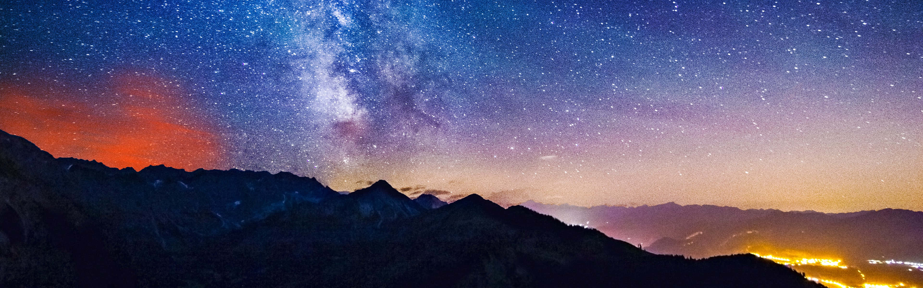 3840x1200 Download A Mountain Range With The Milky Above It Wallpaper